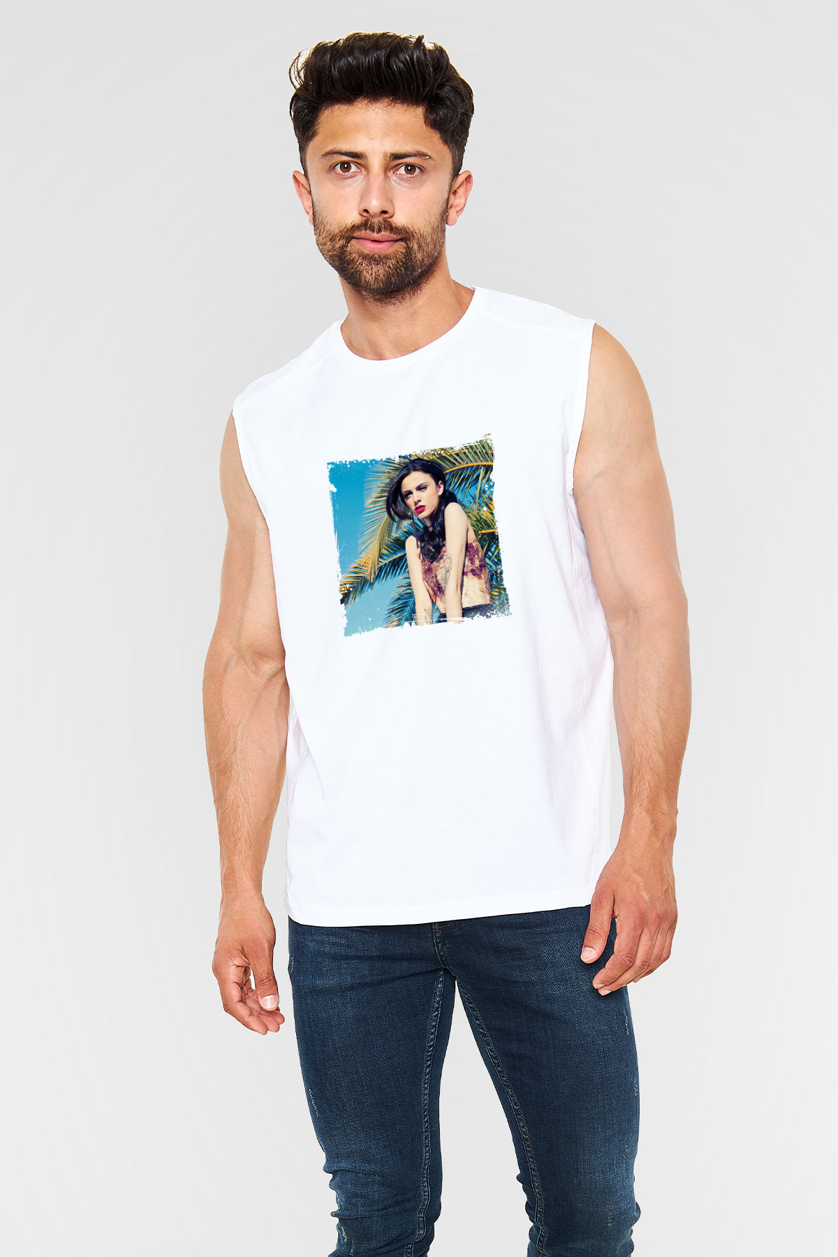 Cher Lloyd Baskılı Unisex Beyaz Kolsuz Tişört
