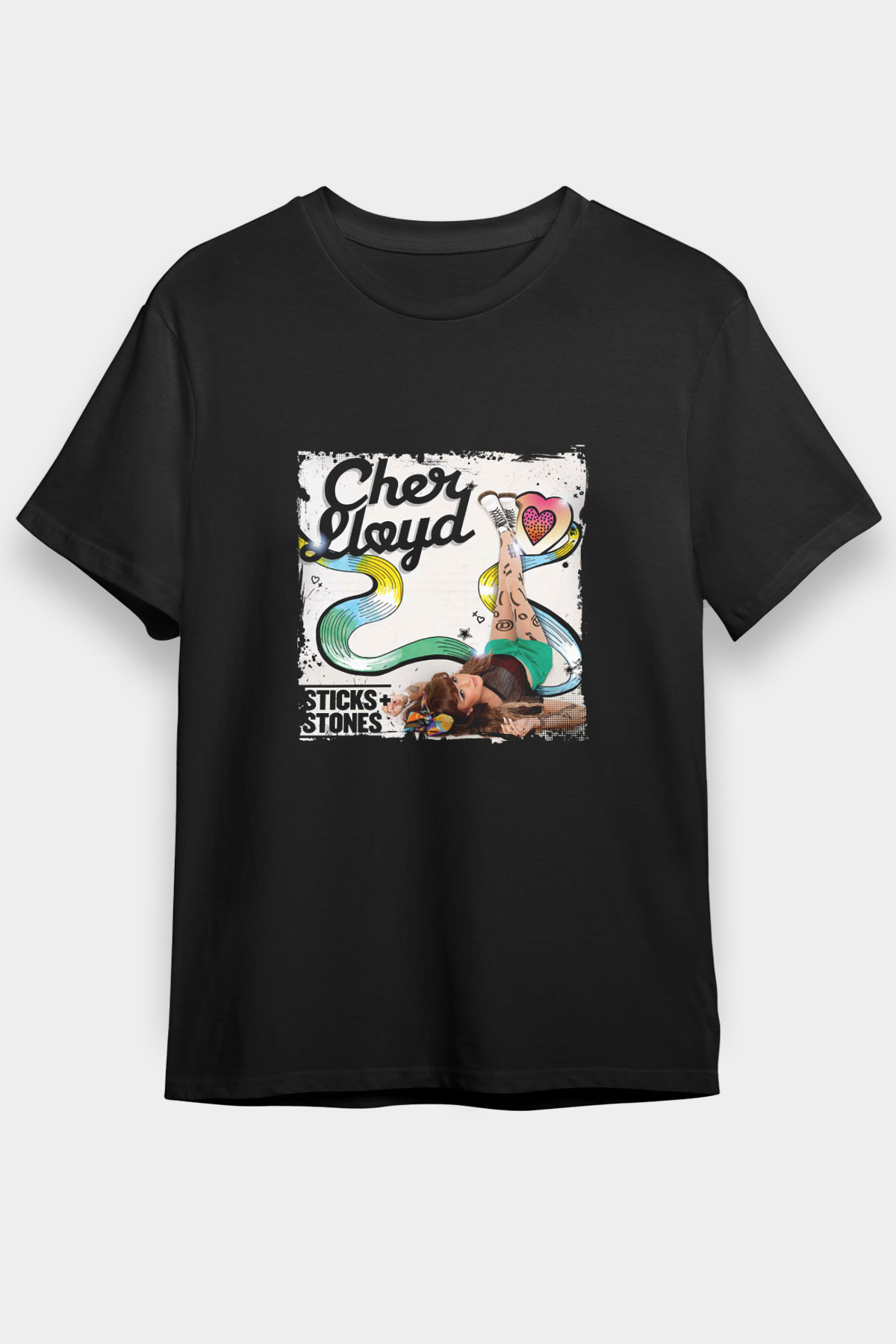Cher Lloyd Baskılı Unisex Siyah Tişört