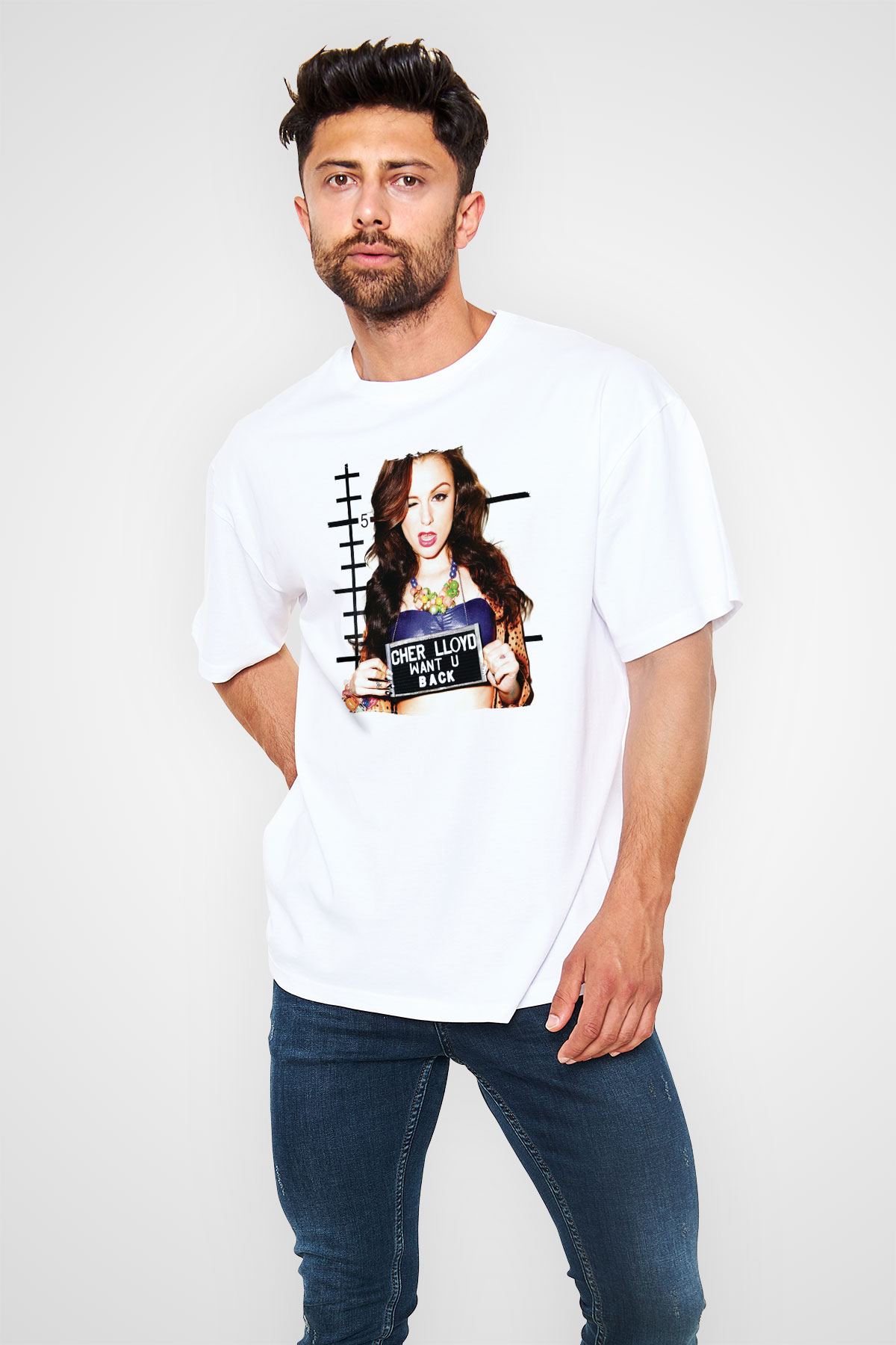Cher Lloyd Beyaz Oversize Tişört Oversize T-shirt - TişörtFabrikası