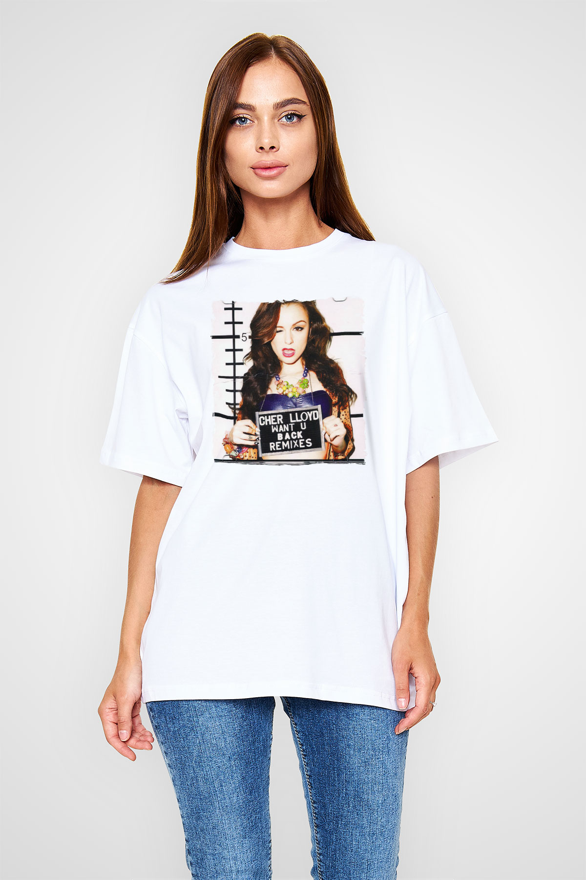Cher Lloyd Beyaz Oversize Tişört Oversize T-shirt - TişörtFabrikası