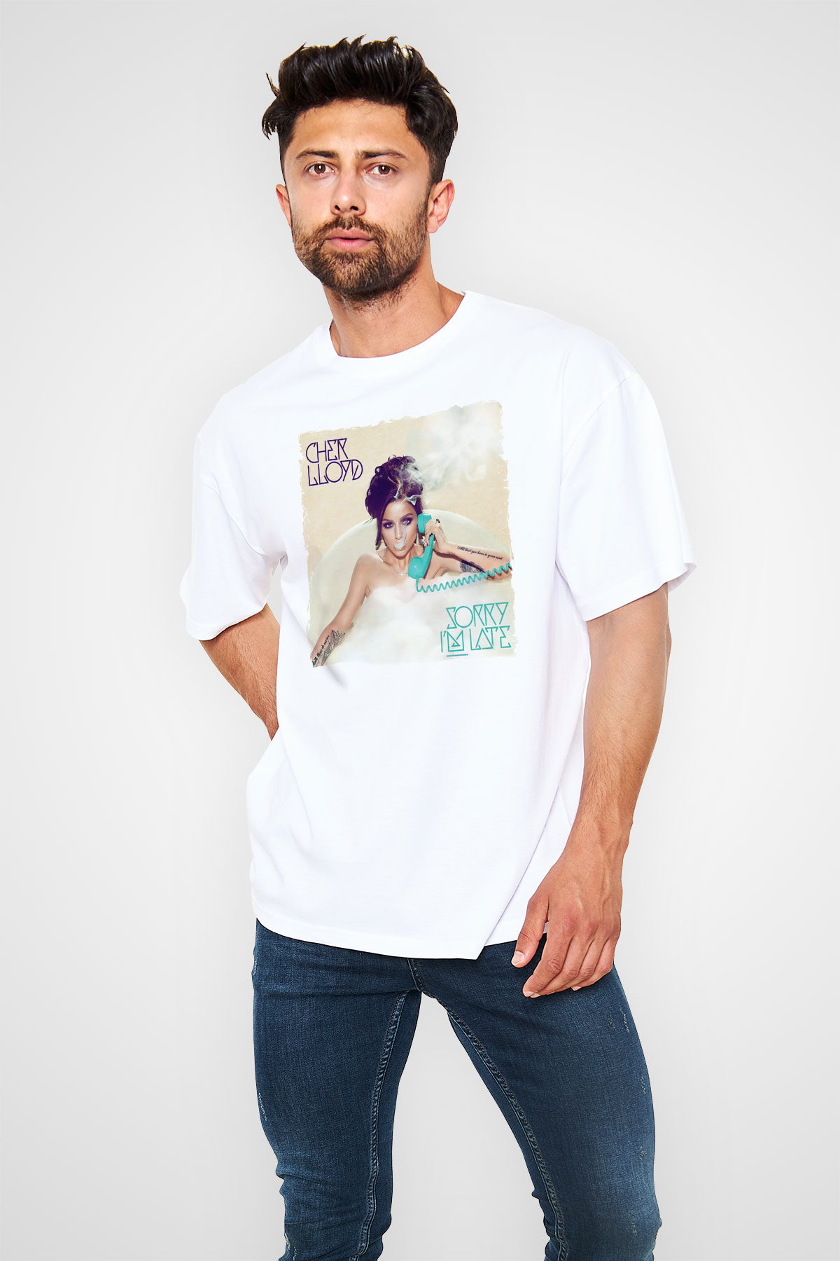 Cher Lloyd Beyaz Oversize Tişört Oversize T-shirt - TişörtFabrikası