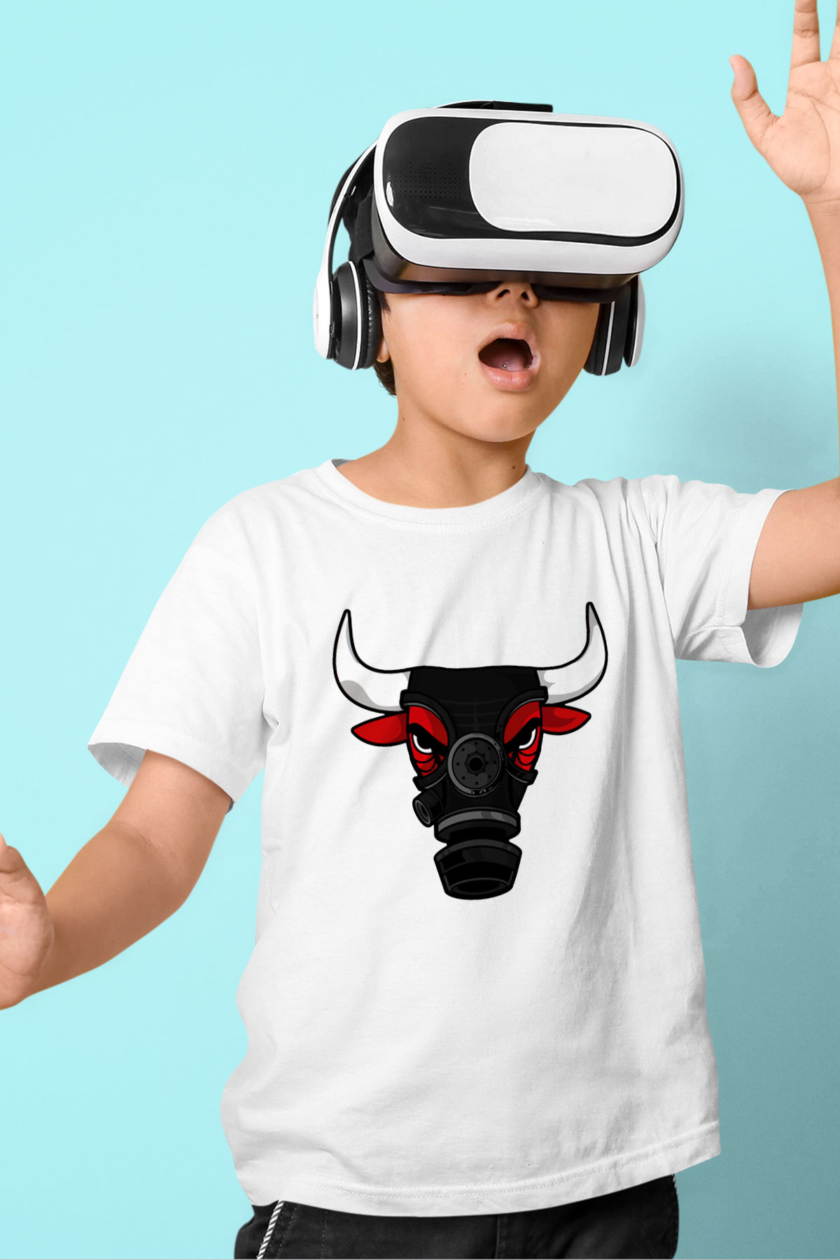 Chicago Bulls Baskılı Beyaz Unisex Çocuk Tişört
