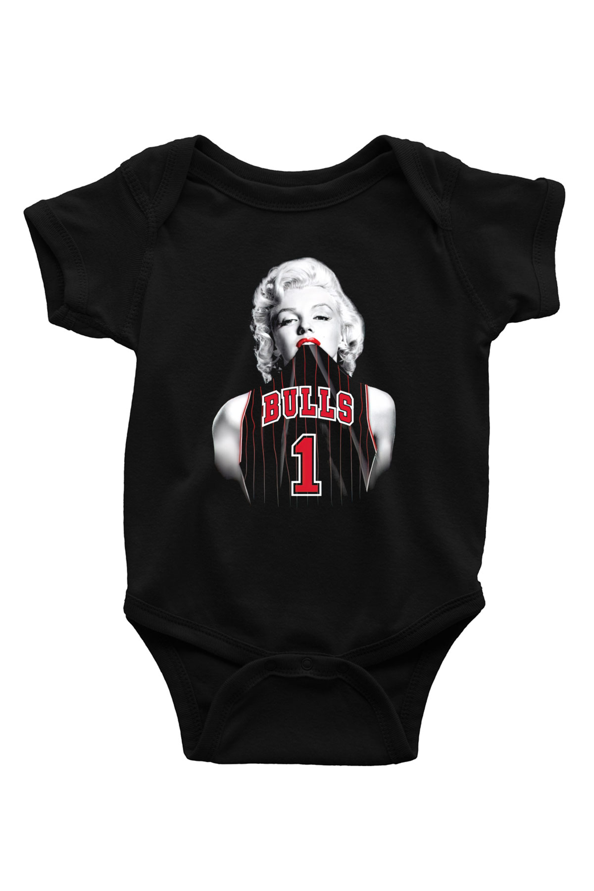 Chicago Bulls Baskılı Siyah Bebek Body - Zıbın