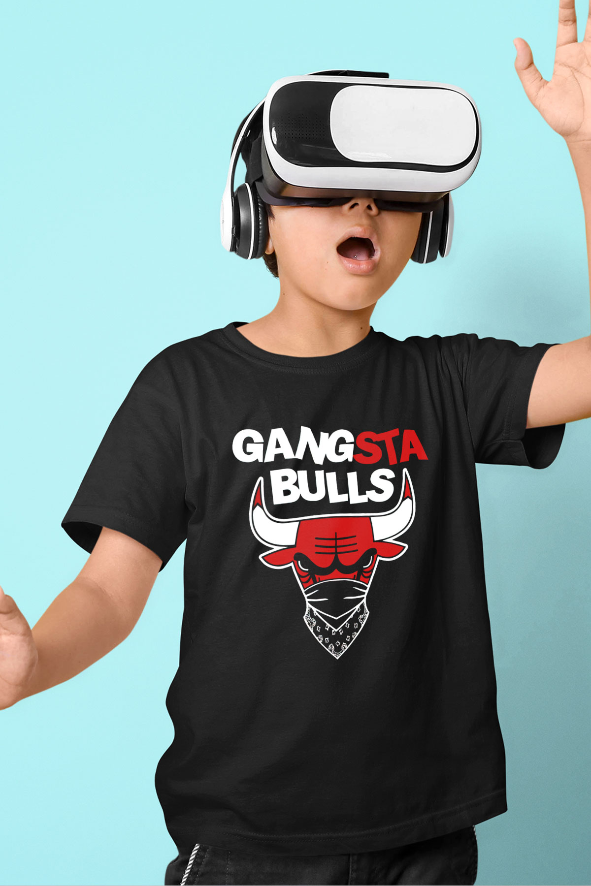 Chicago Bulls Baskılı Siyah Unisex Çocuk Tişört