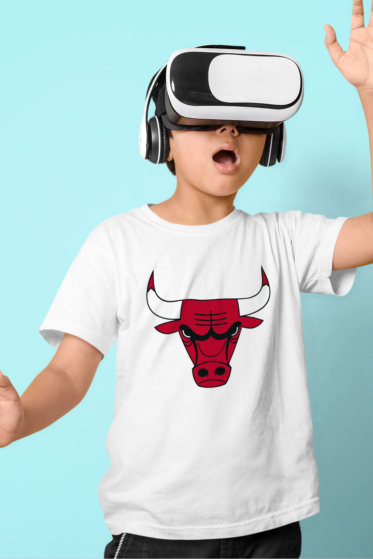 Chicago Bulls Beyaz Unisex Çocuk Tişört