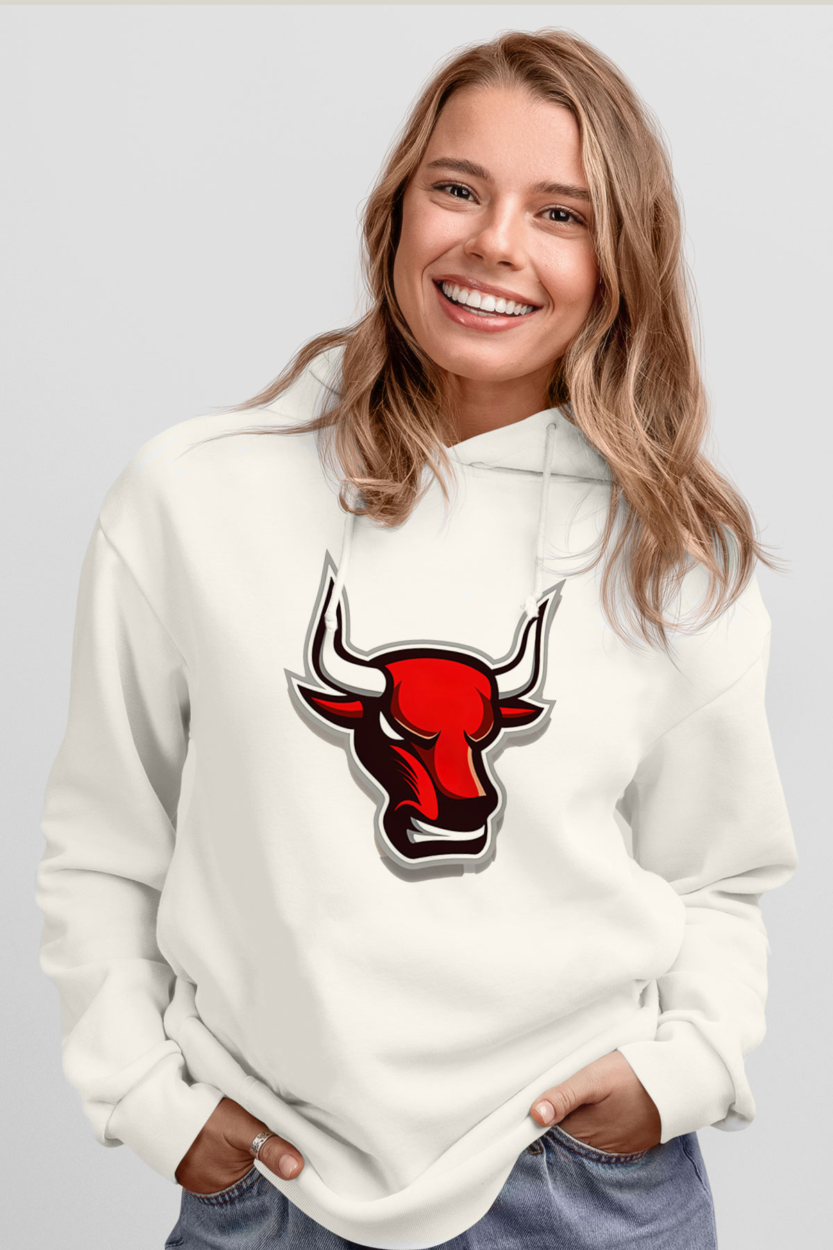 Chicago Bulls Beyaz Unisex Hoodie
