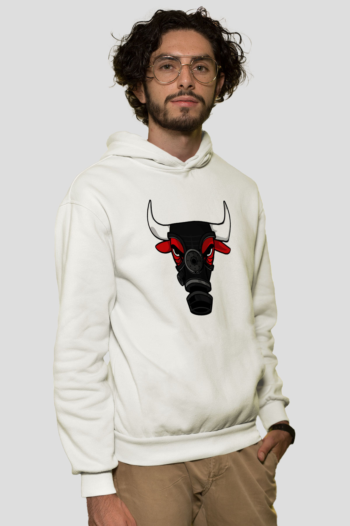Chicago Bulls Beyaz Unisex Hoodie