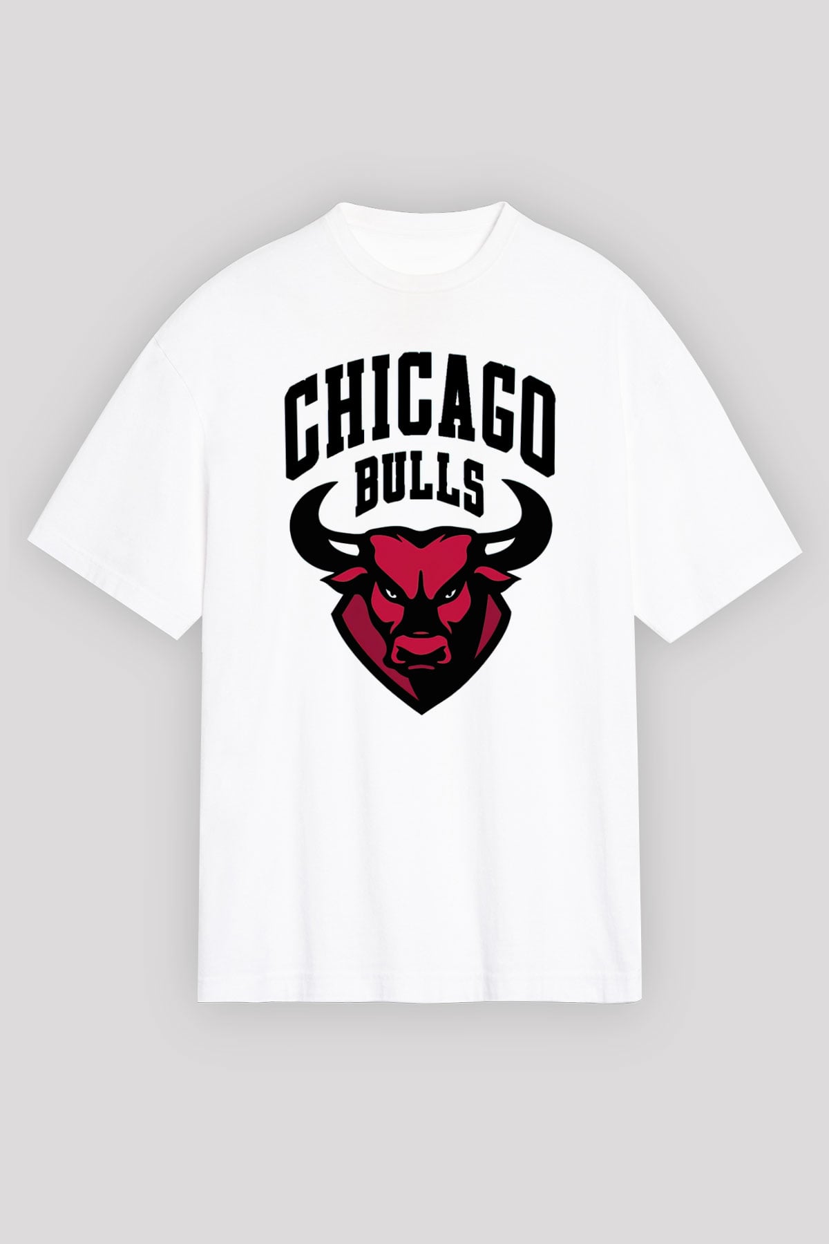 Chicago Bulls Beyaz Unisex Oversize Tişört T-Shirt