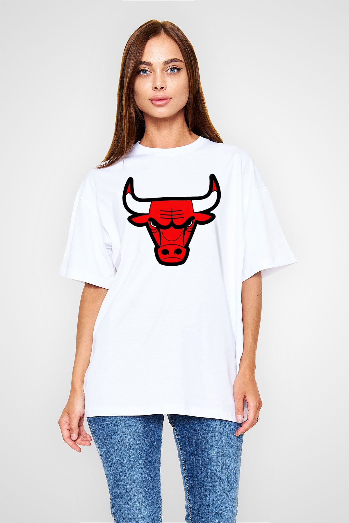 Chicago Bulls Beyaz Oversize Tişört Oversize T-shirt - TişörtFabrikası