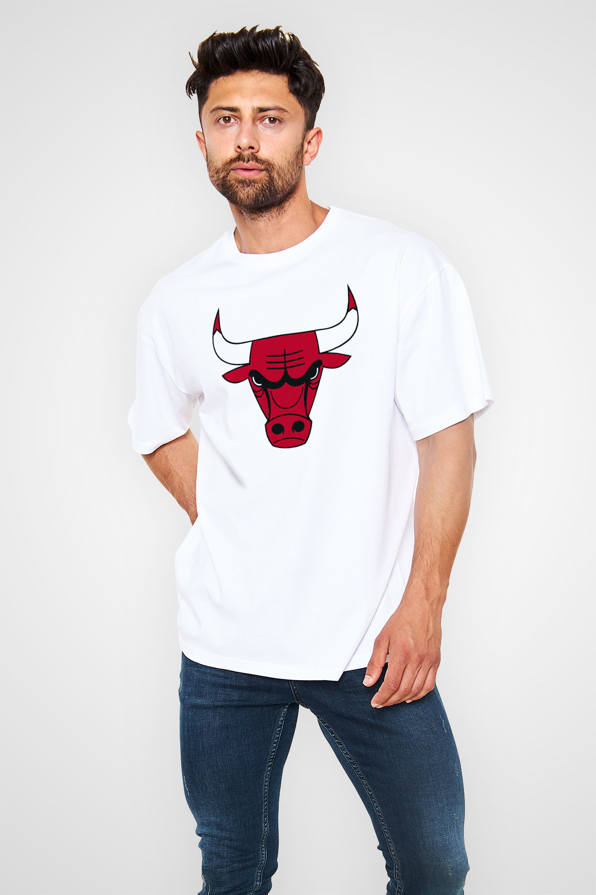 Chicago Bulls Beyaz Oversize Tişört Oversize T-shirt - TişörtFabrikası