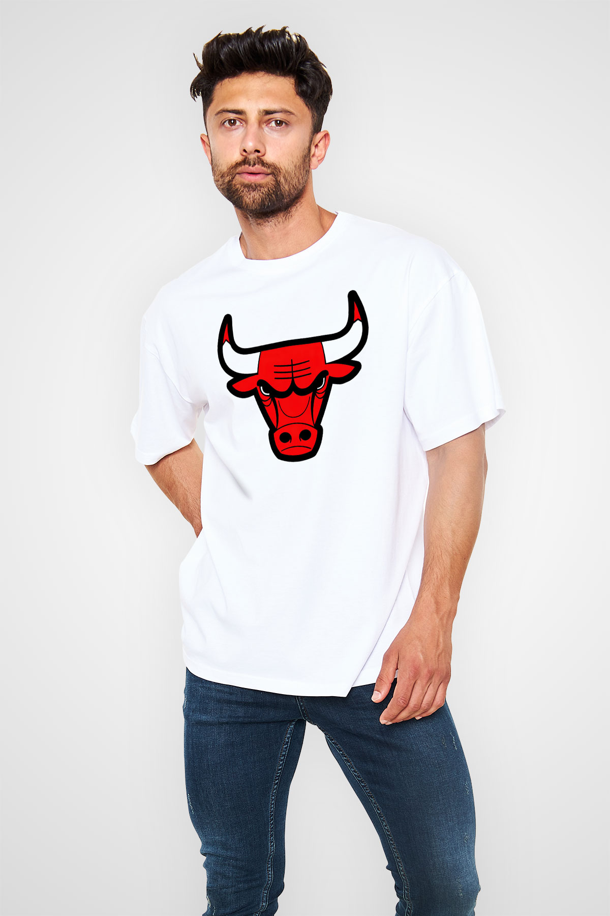 Chicago Bulls Beyaz Oversize Tişört Oversize T-shirt - TişörtFabrikası