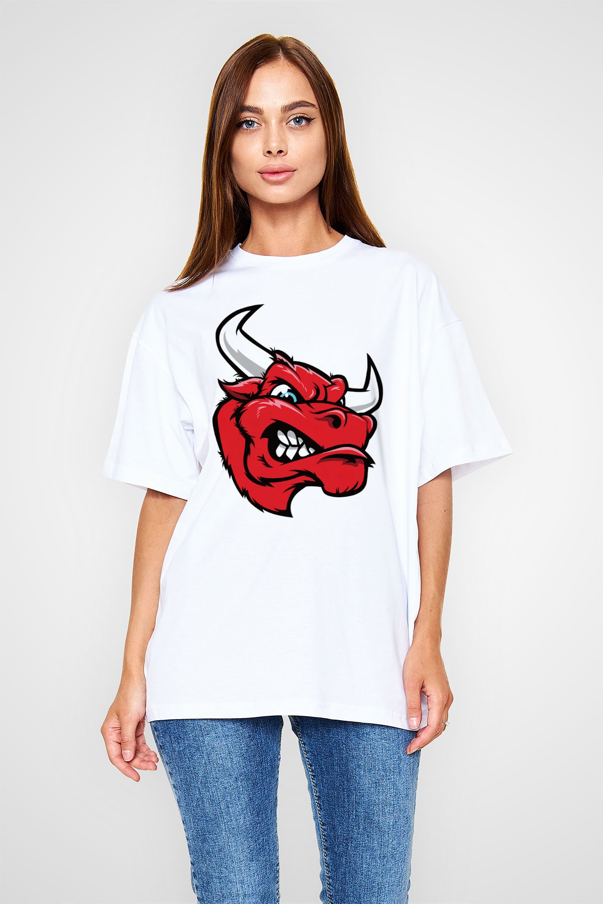 Chicago Bulls Beyaz Oversize Tişört Oversize T-shirt - TişörtFabrikası