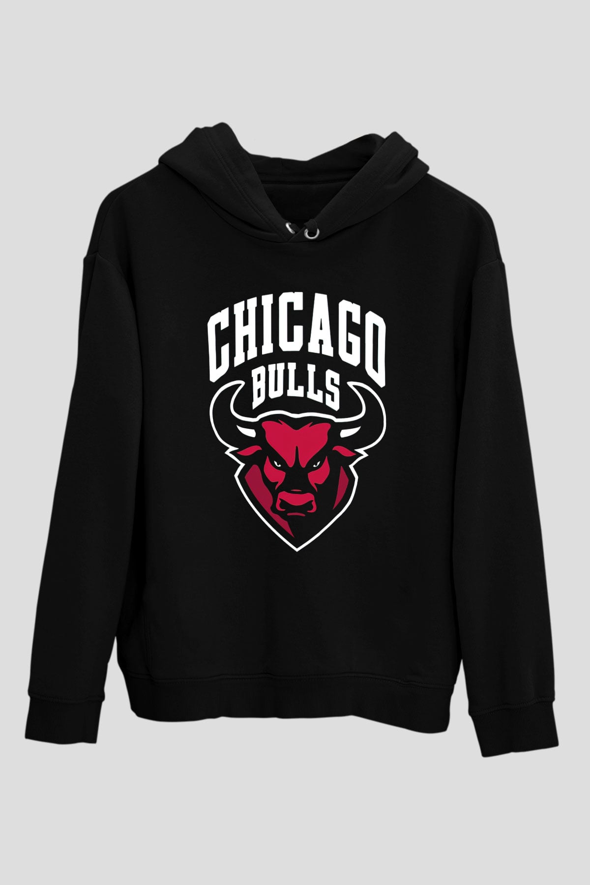 Chicago Bulls Siyah Unisex Kapüşonlu Sweatshirt