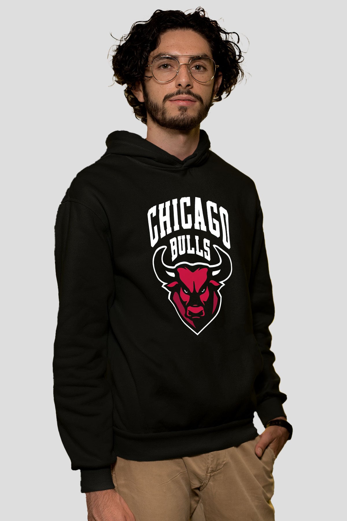 Chicago Bulls Siyah Unisex Kapüşonlu Sweatshirt