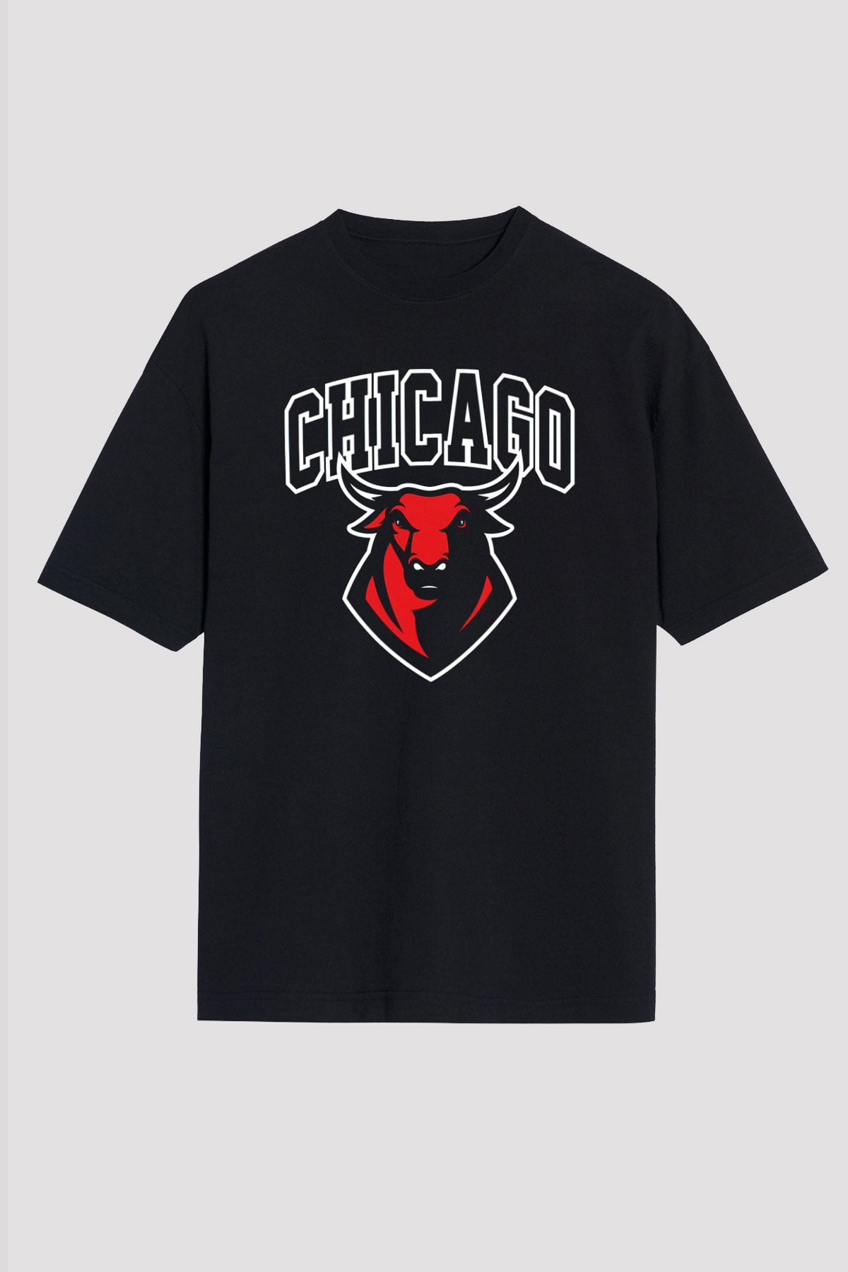 Chicago Bulls Siyah Unisex Oversize Tişört T-Shirt