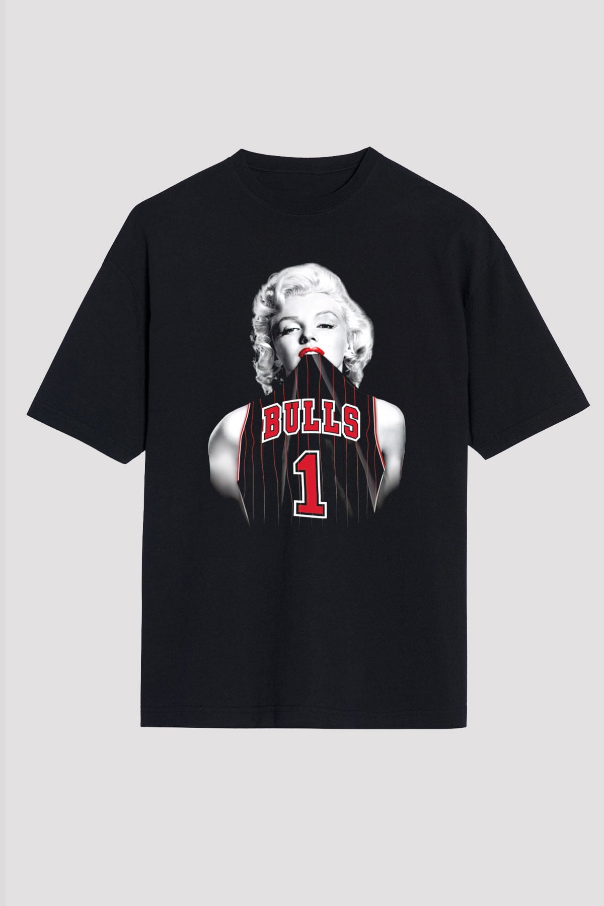 Chicago Bulls Siyah Unisex Oversize Tişört T-Shirt