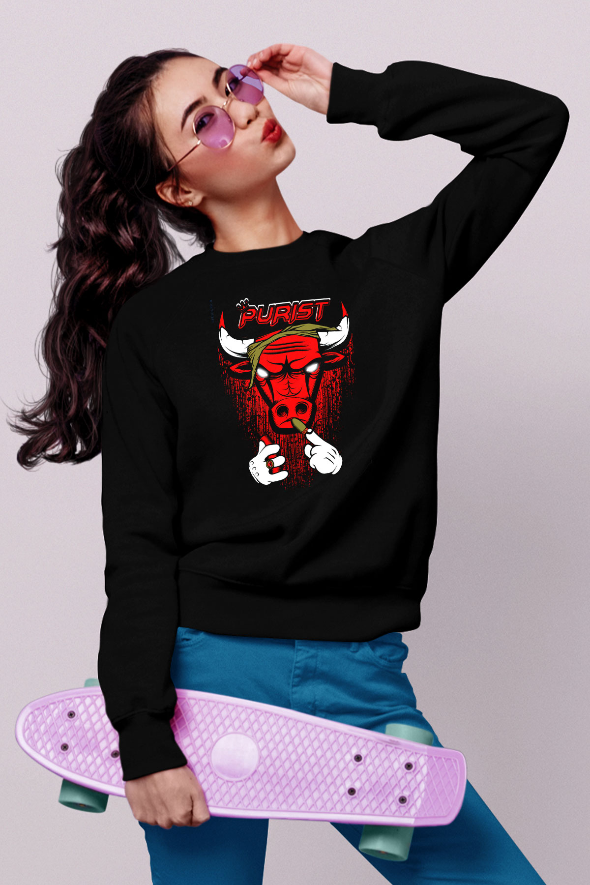 Chicago Bulls Siyah Unisex Sweatshirt