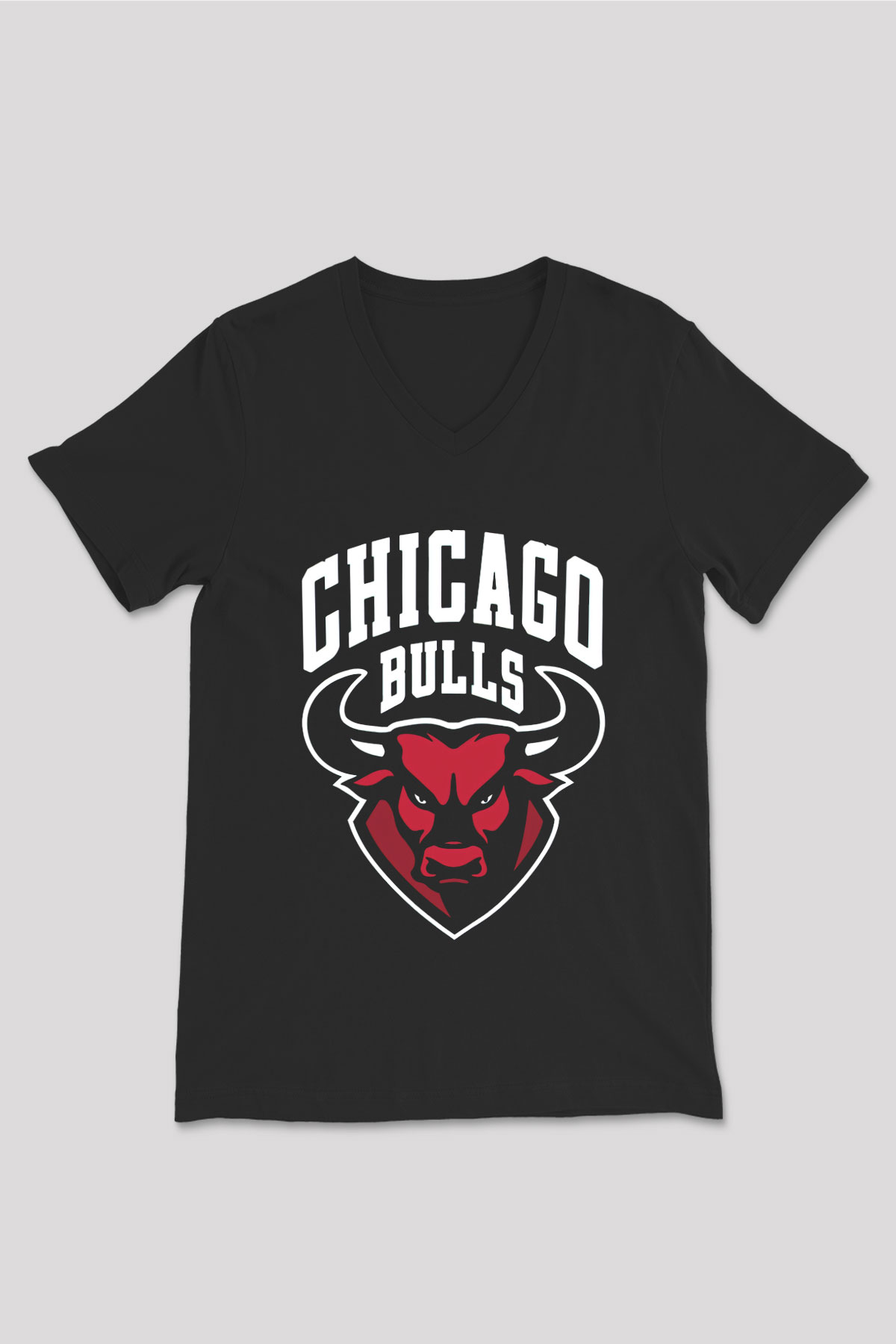 Chicago Bulls Siyah Unisex V Yaka Tişört