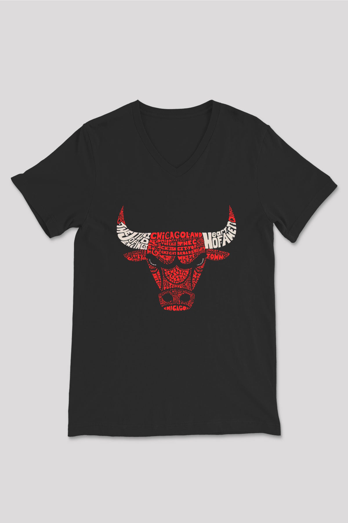 Chicago Bulls Siyah Unisex V Yaka Tişört