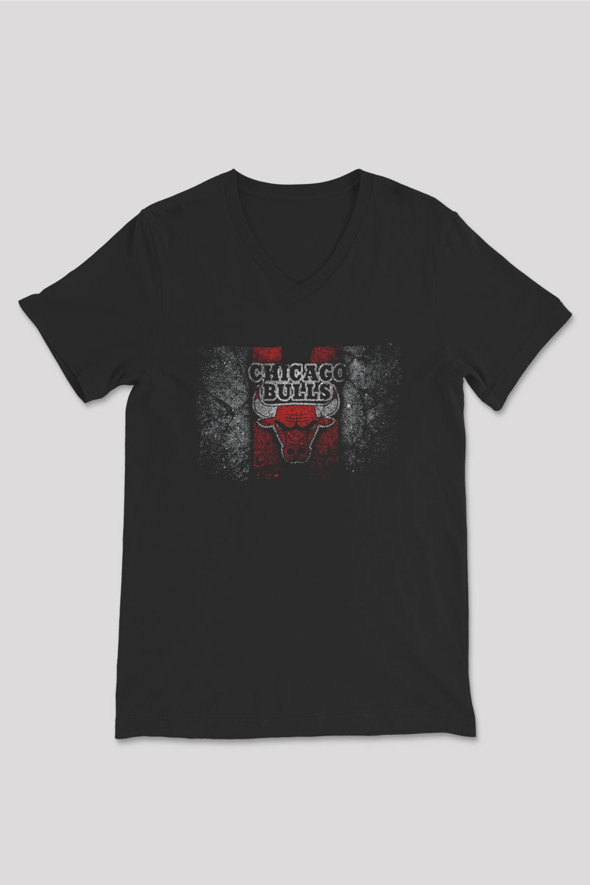 Chicago Bulls Siyah Unisex V Yaka Tişört