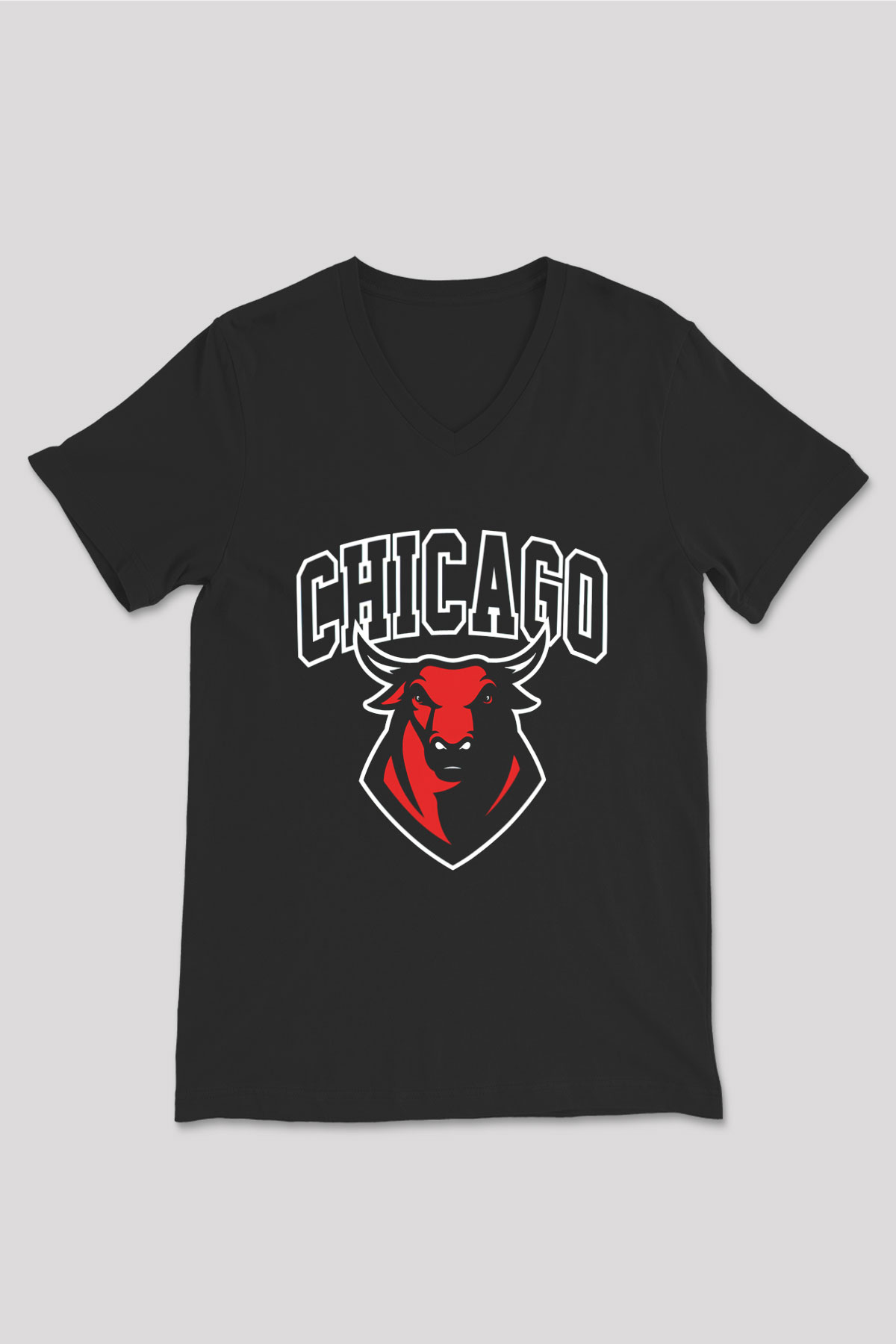 Chicago Bulls Siyah Unisex V Yaka Tişört T-Shirt