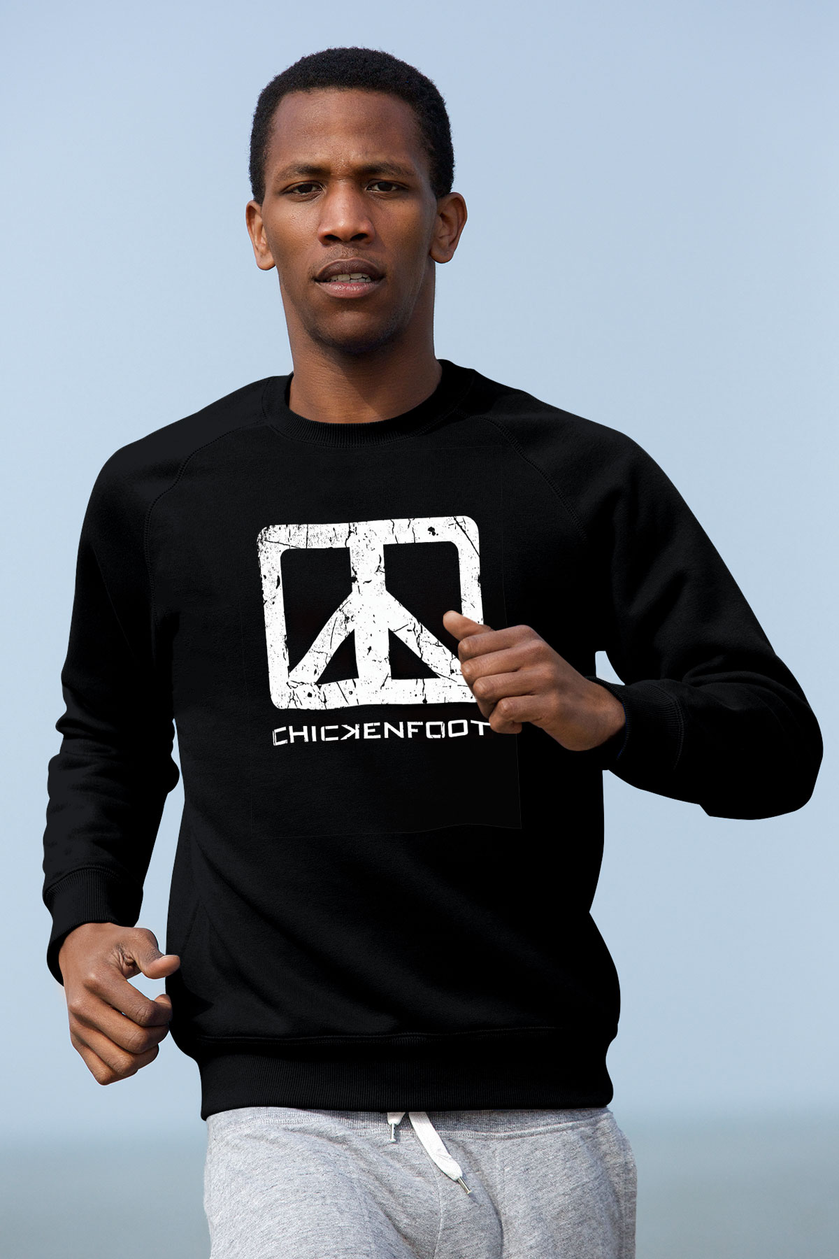 Chickenfoot Baskılı Unisex Siyah Sweatshirt