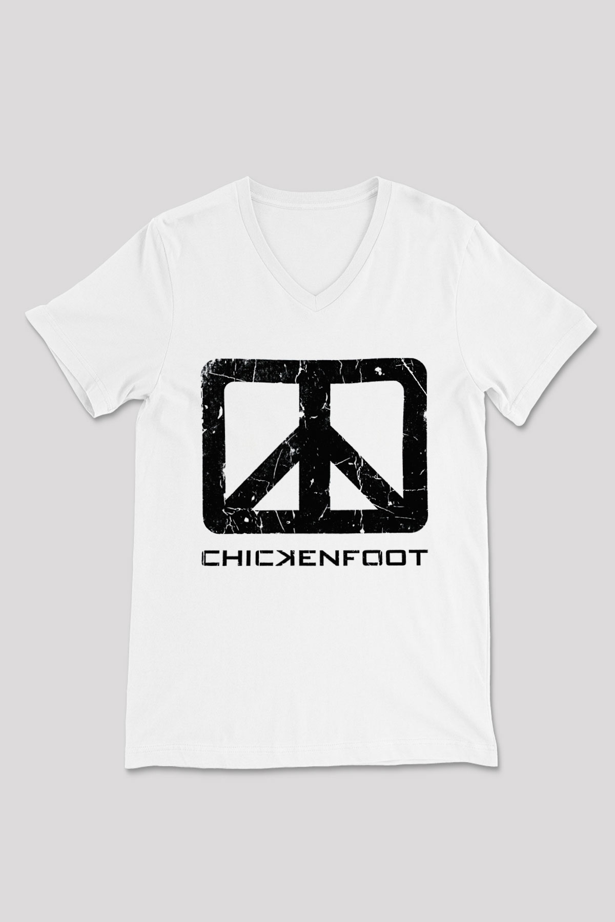 Chickenfoot Beyaz Unisex V Yaka Tişört