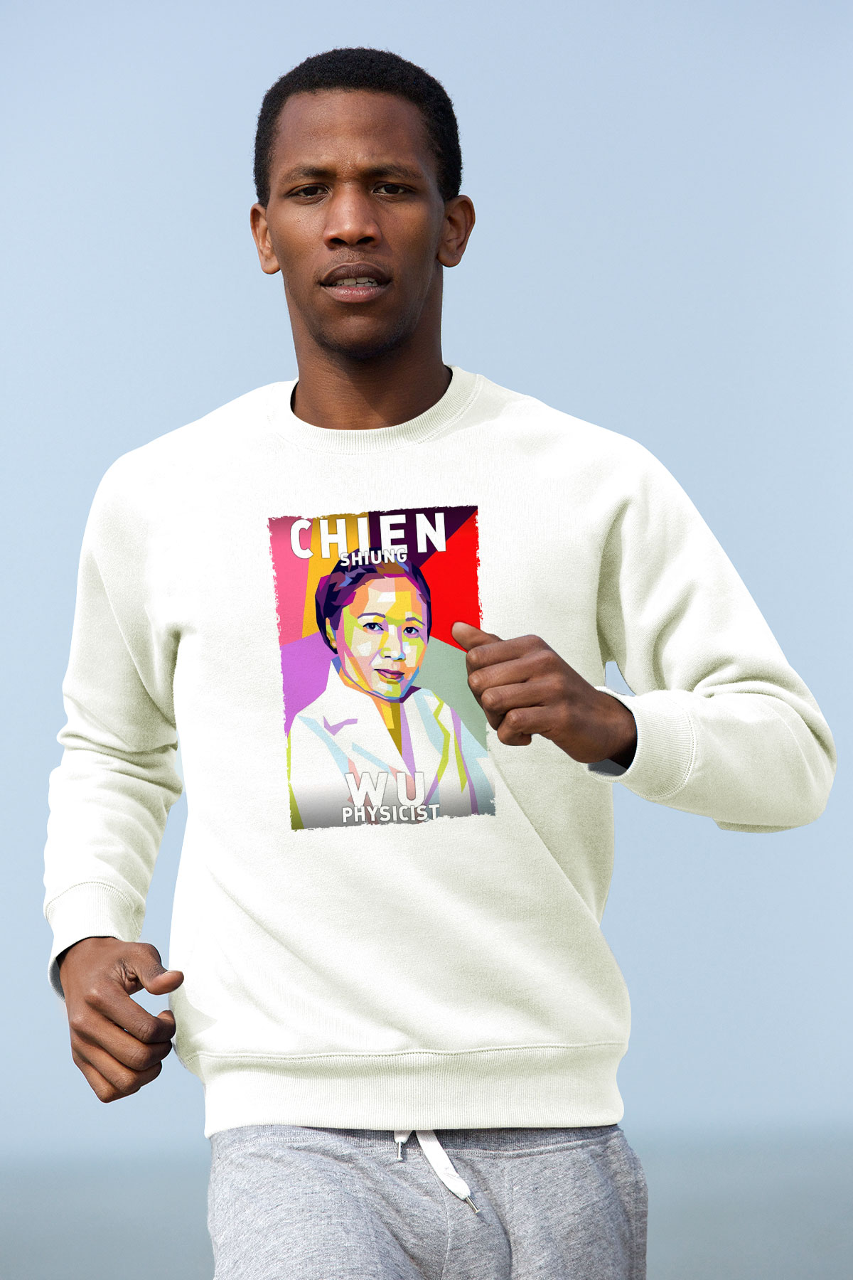 Chien Shung Wu Baskılı Unisex Ekru Sweatshirt