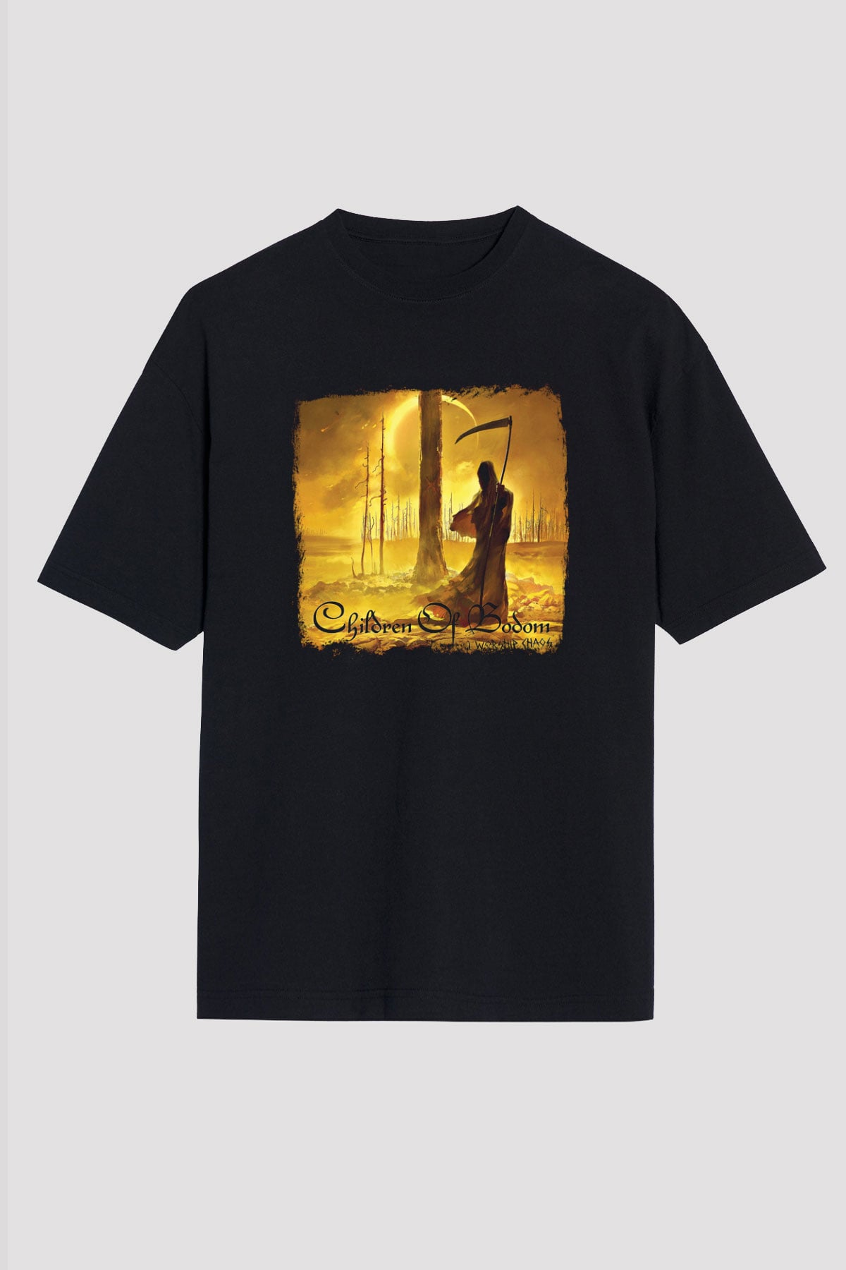 Children of Bodom Baskılı Unisex Siyah Oversize Tişört