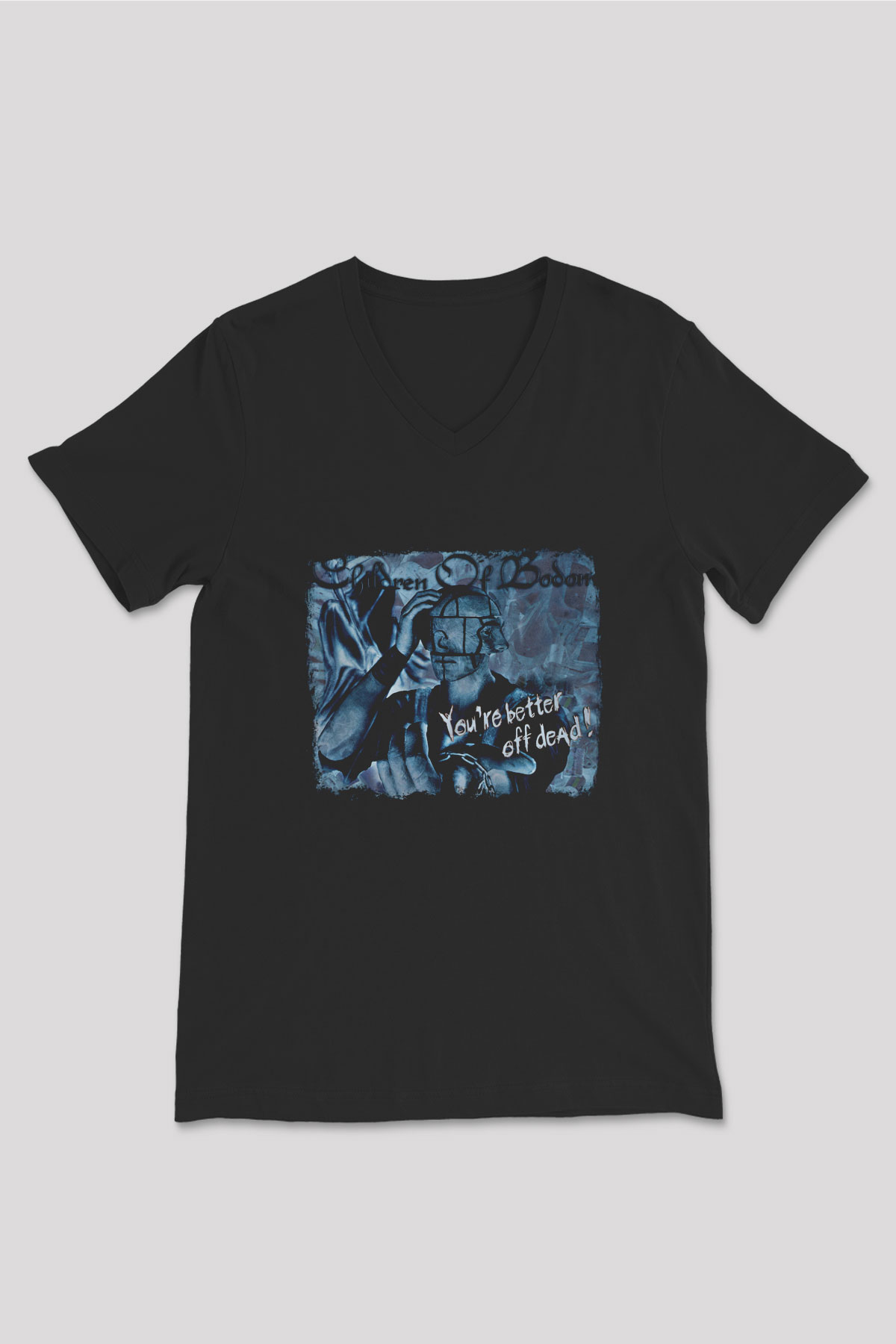 Children of Bodom Baskılı Unisex Siyah V Yaka Tişört