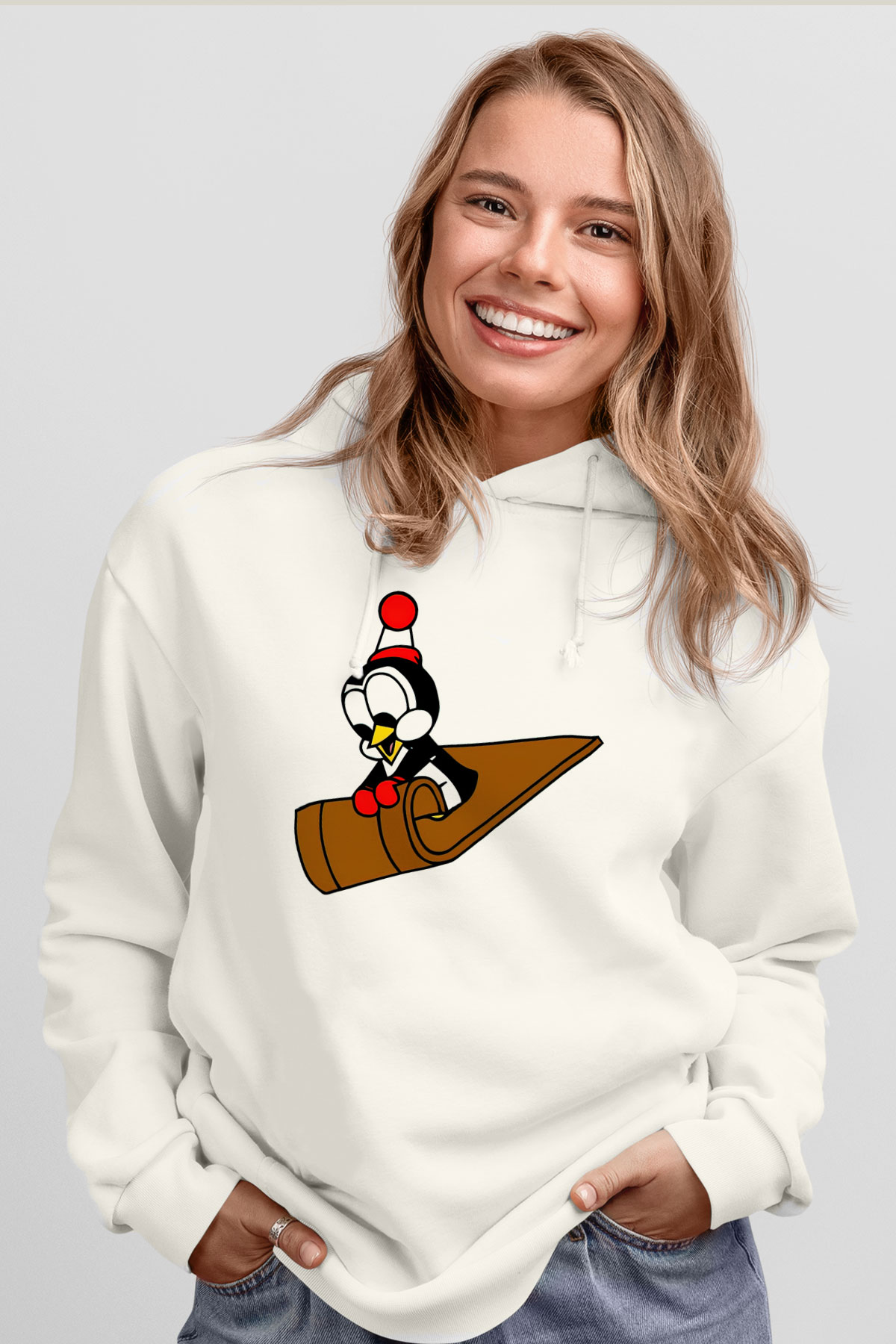 Chilly Willy Beyaz Unisex Hoodie