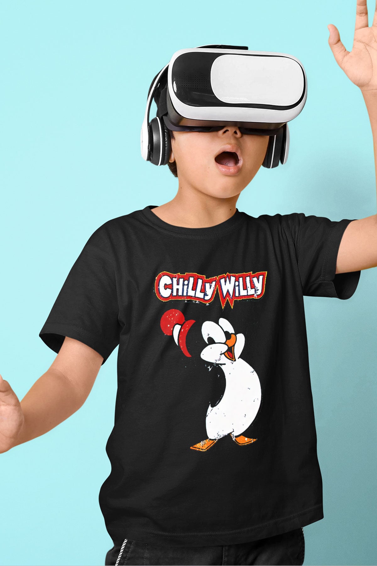 Chilly Willy Siyah Unisex  Çocuk Tişört