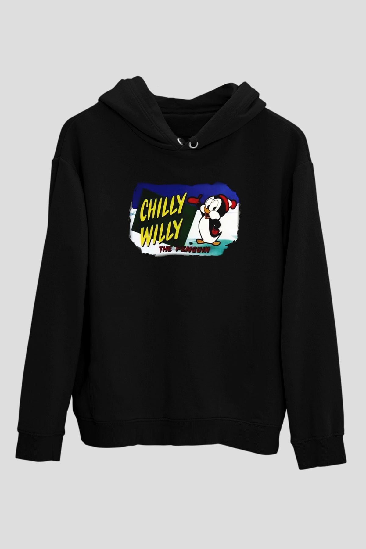 Chilly Willy Siyah Unisex Kapüşonlu Sweatshirt
