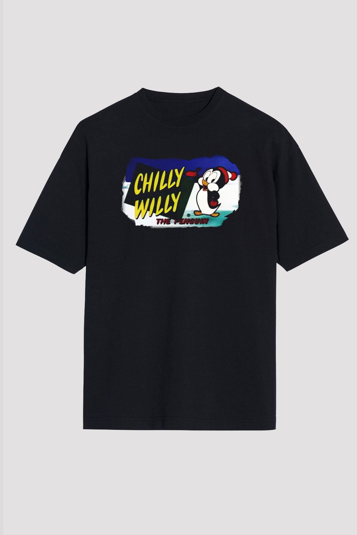 Chilly Willy Siyah Unisex Oversize Tişört