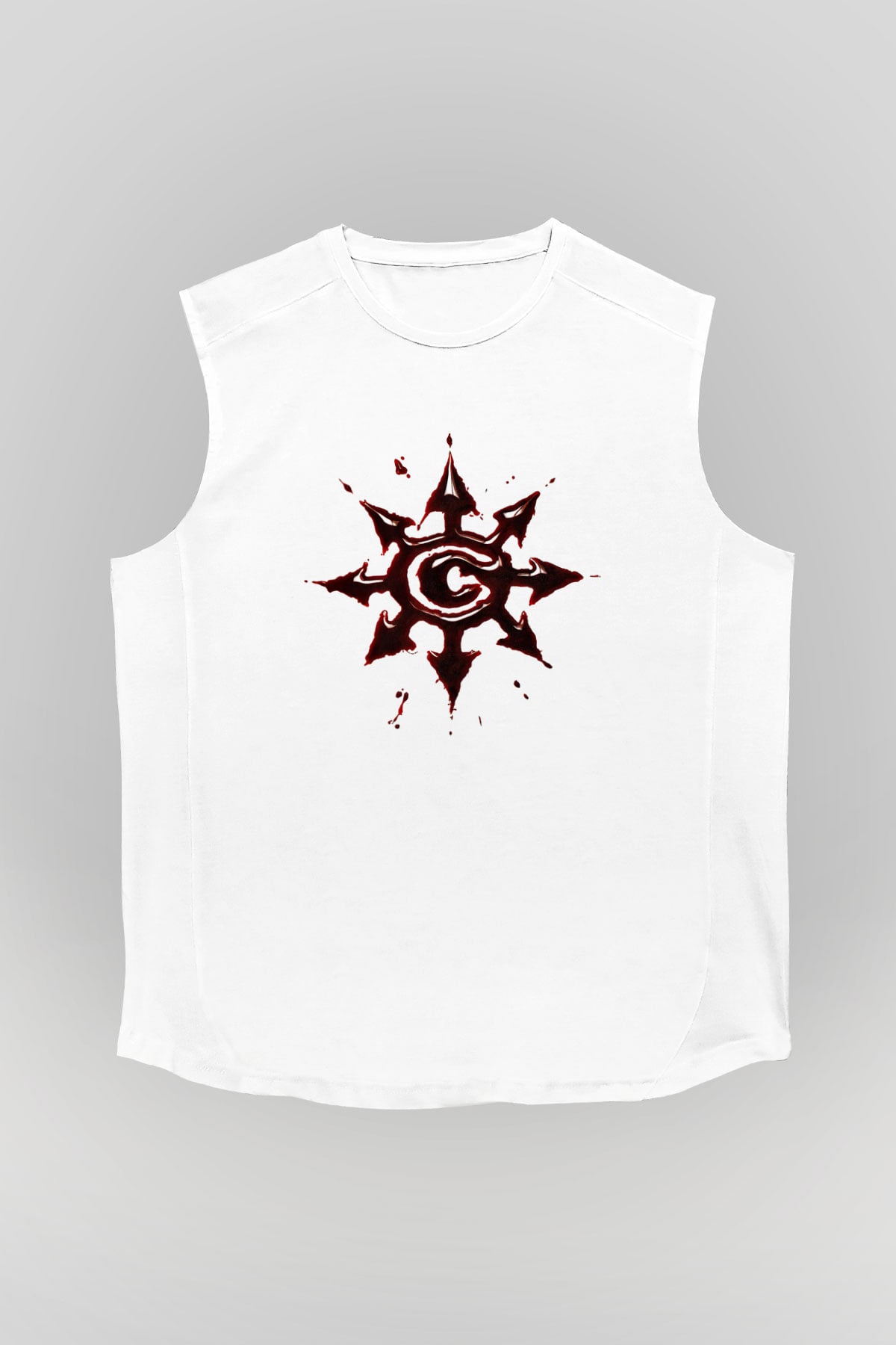 Chimaira Baskılı Unisex Beyaz Kolsuz Tişört