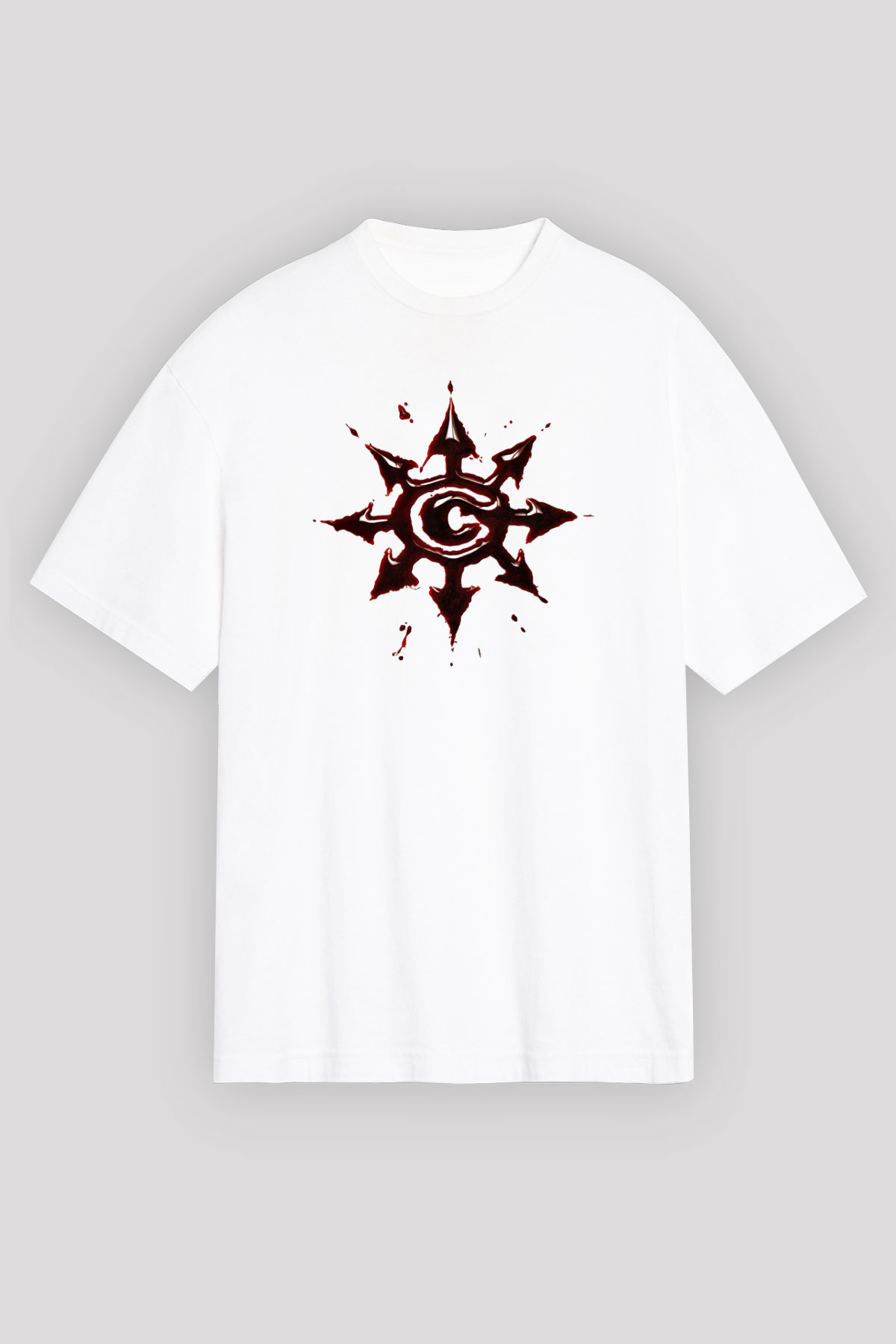 Chimaira Baskılı Unisex Beyaz Oversize Tişört