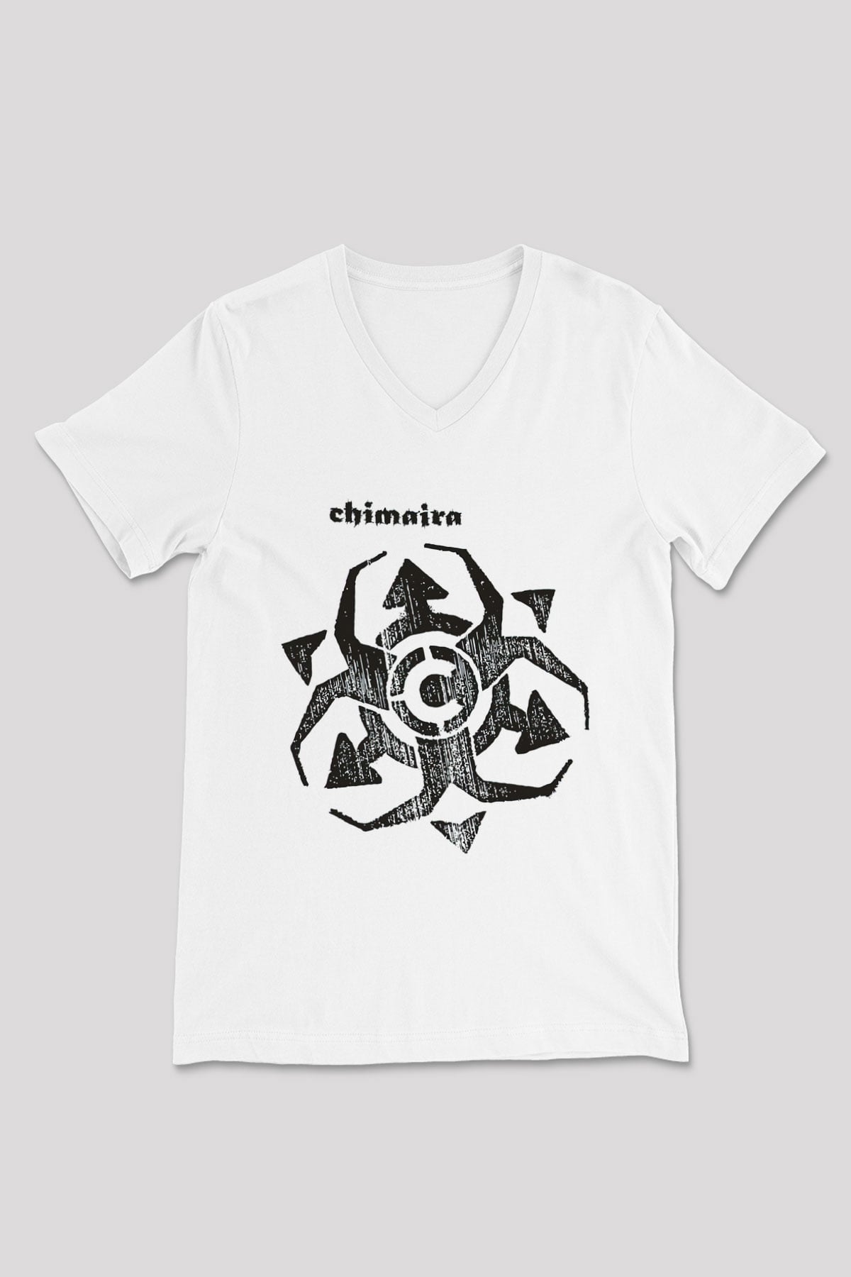 Chimaira Beyaz Unisex V Yaka Tişört