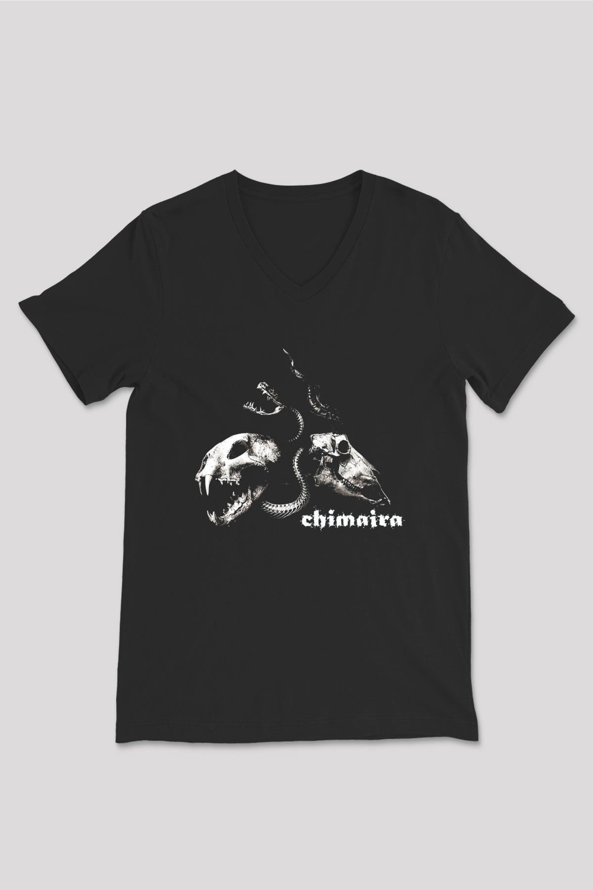 Chimaira Siyah Unisex V Yaka Tişört T-Shirt
