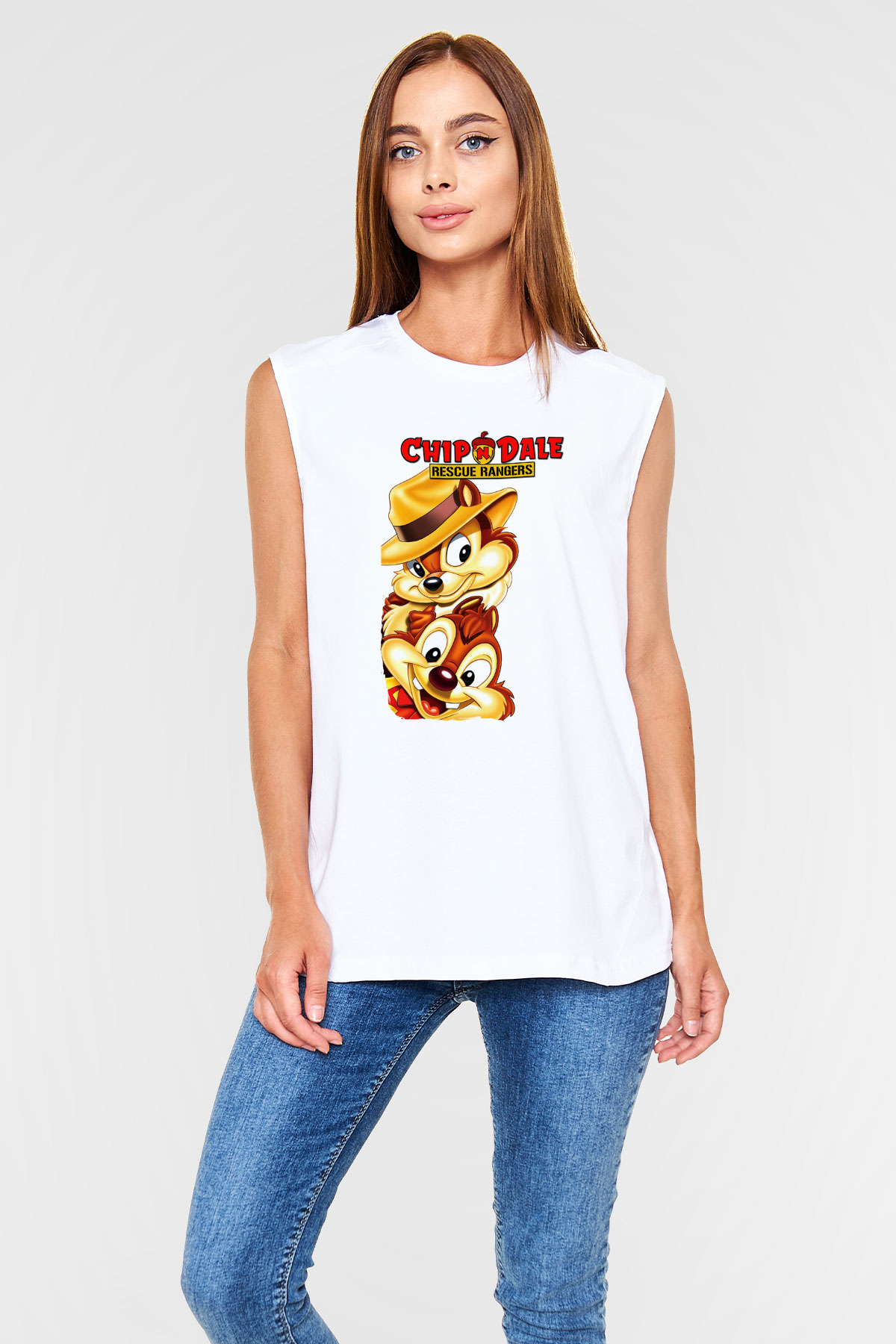 Chipn Dale Rescue Rangers Beyaz Unisex Kolsuz Tişört