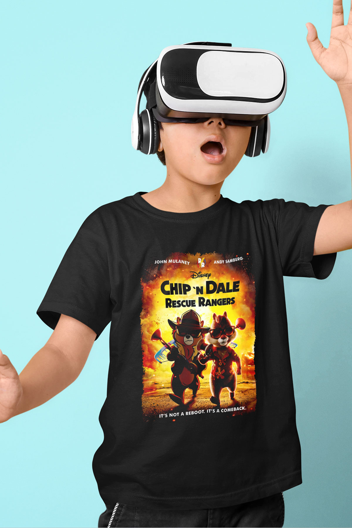 Chipn Dale Rescue Rangers Siyah Unisex  Çocuk Tişört