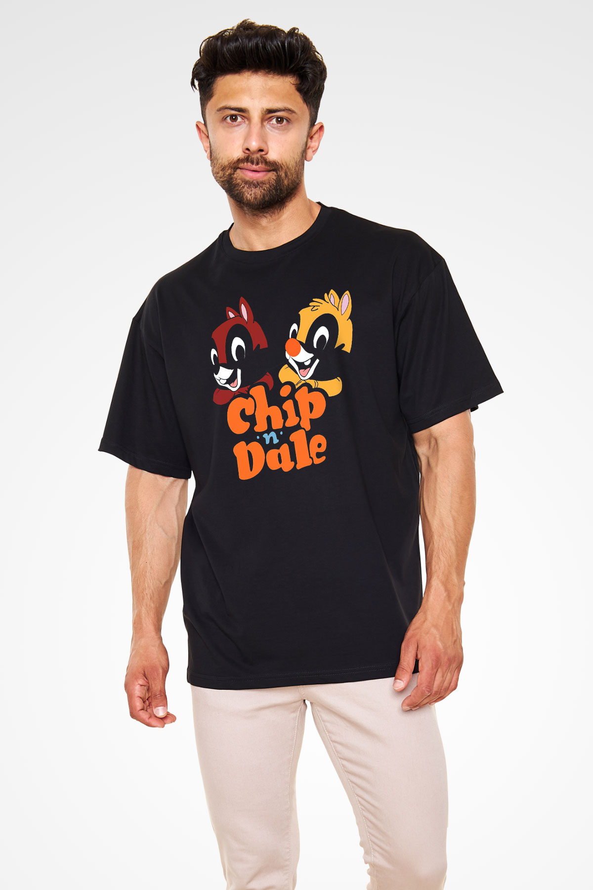 Chipn Dale Rescue Rangers Siyah Oversize Tişört