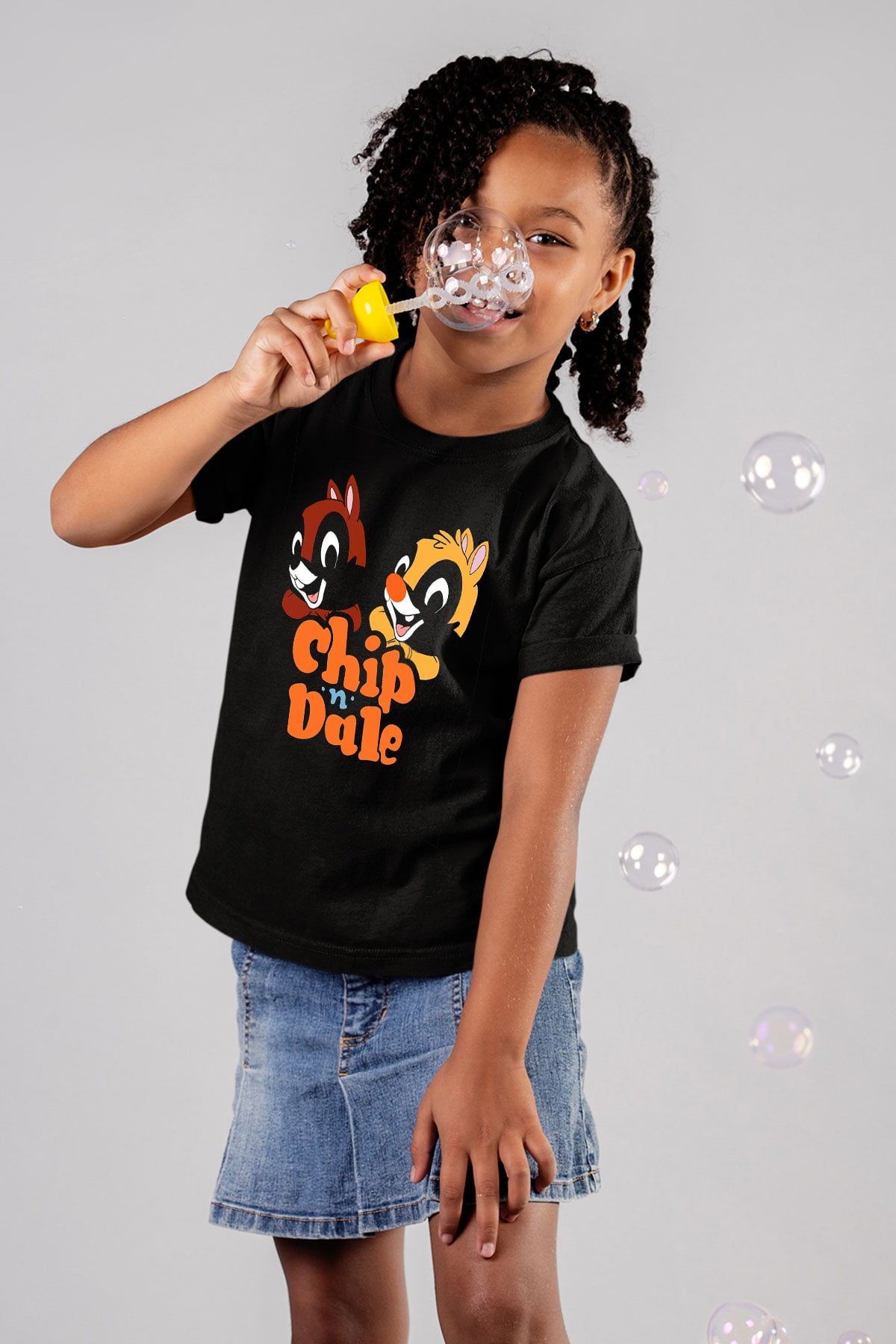 Chipn Dale Rescue Rangers Siyah Unisex  Çocuk Tişört