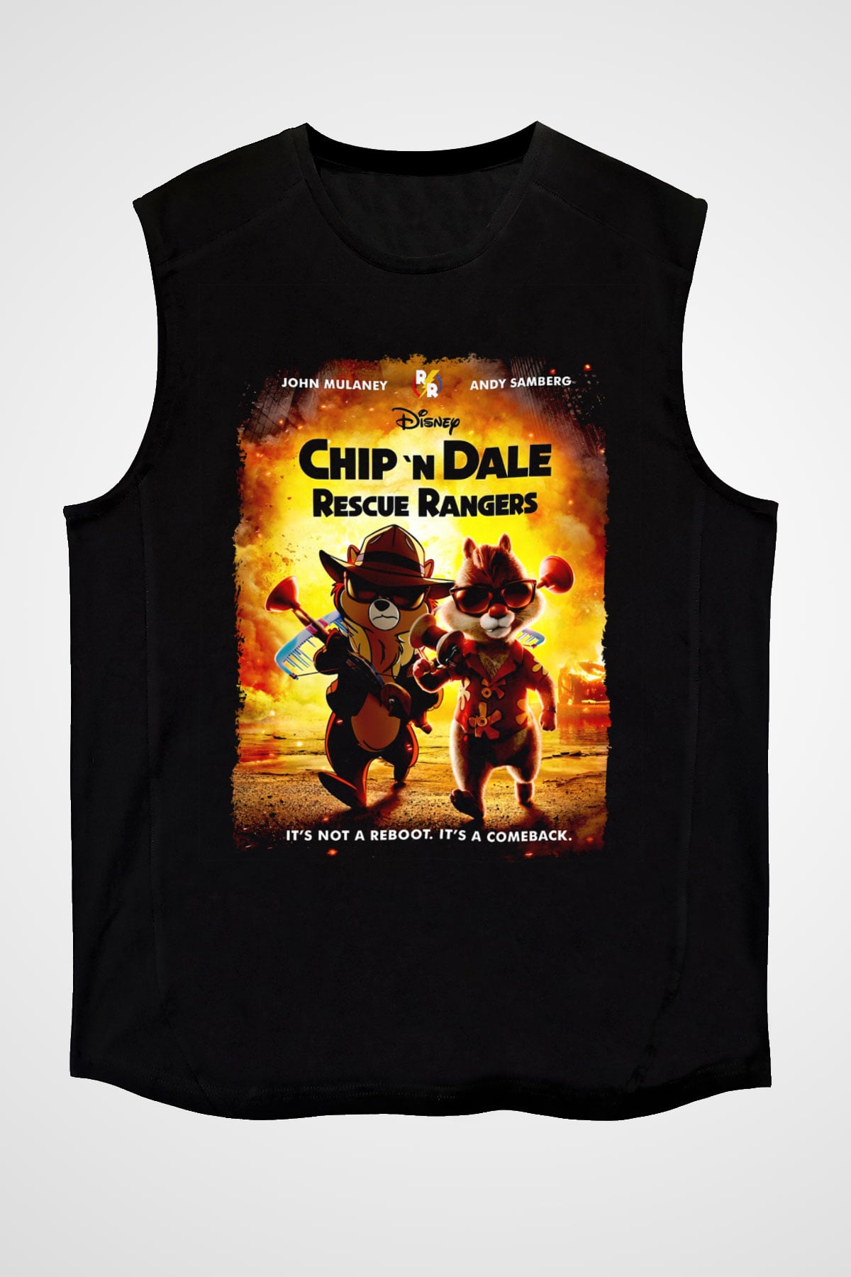Chipn Dale Rescue Rangers Siyah Unisex  Kolsuz Tişört
