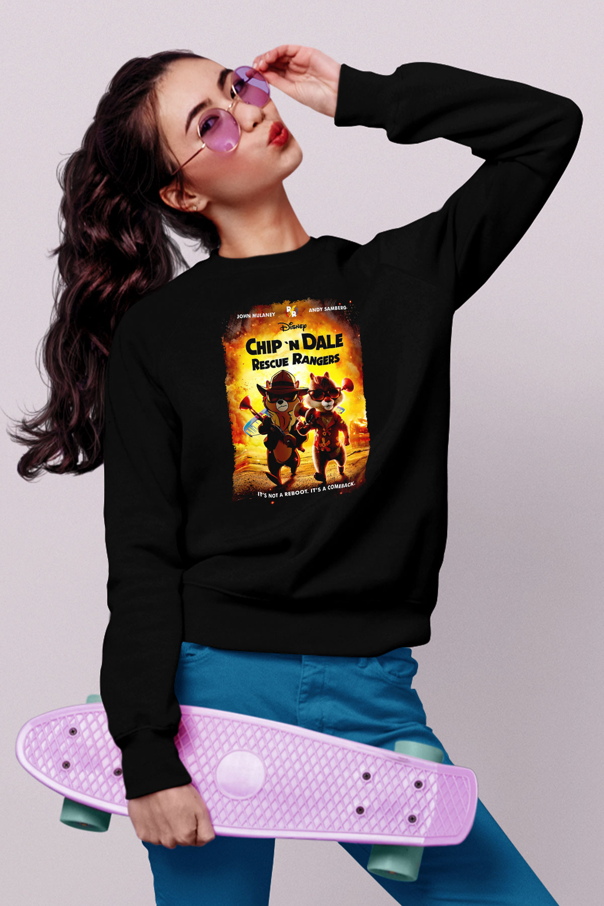 Chipn Dale Rescue Rangers Siyah Unisex  Sweatshirt