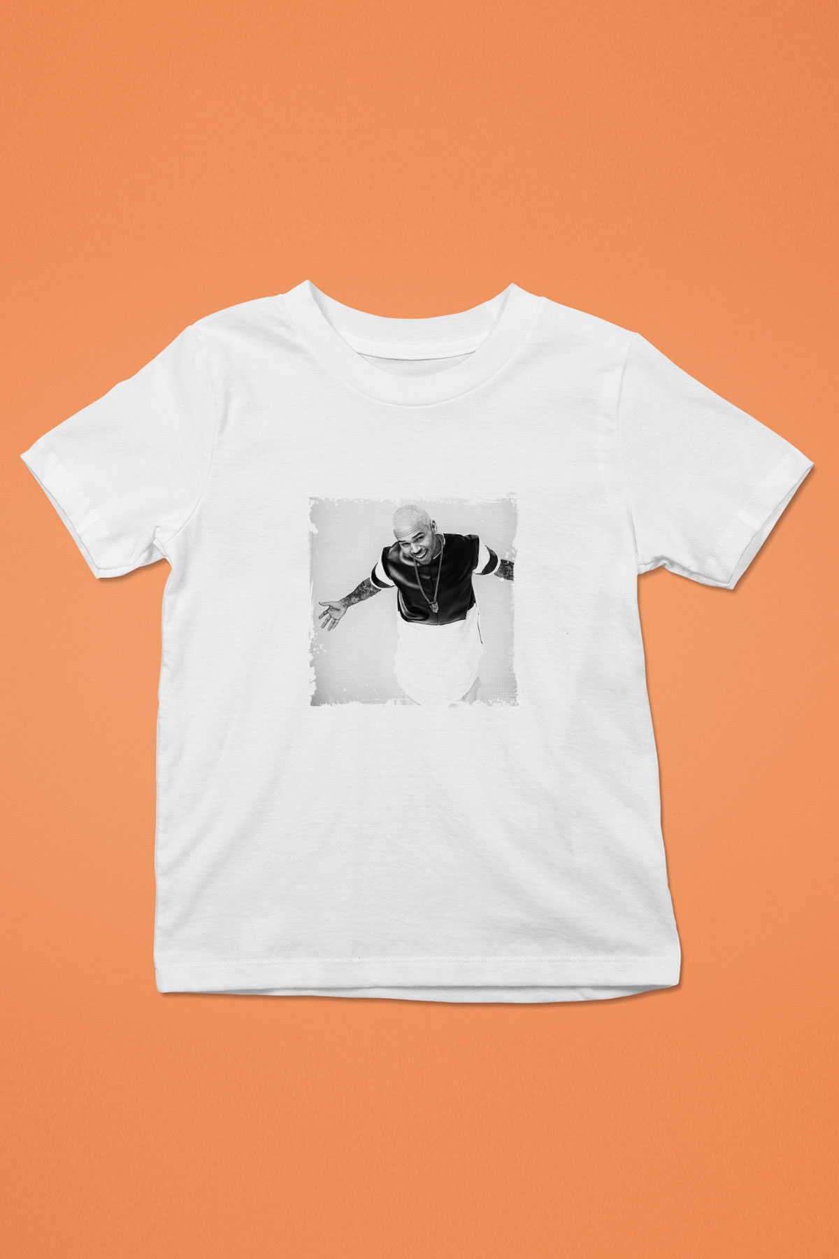 Chris Brown Baskılı Unisex Beyaz Çocuk Tişört