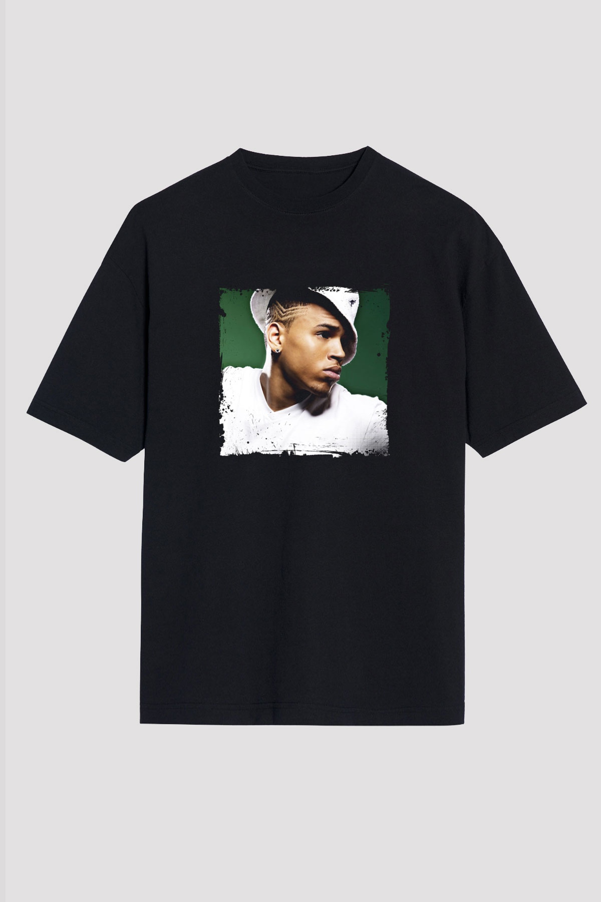 Chris Brown Baskılı Unisex Oversize Siyah Tişört