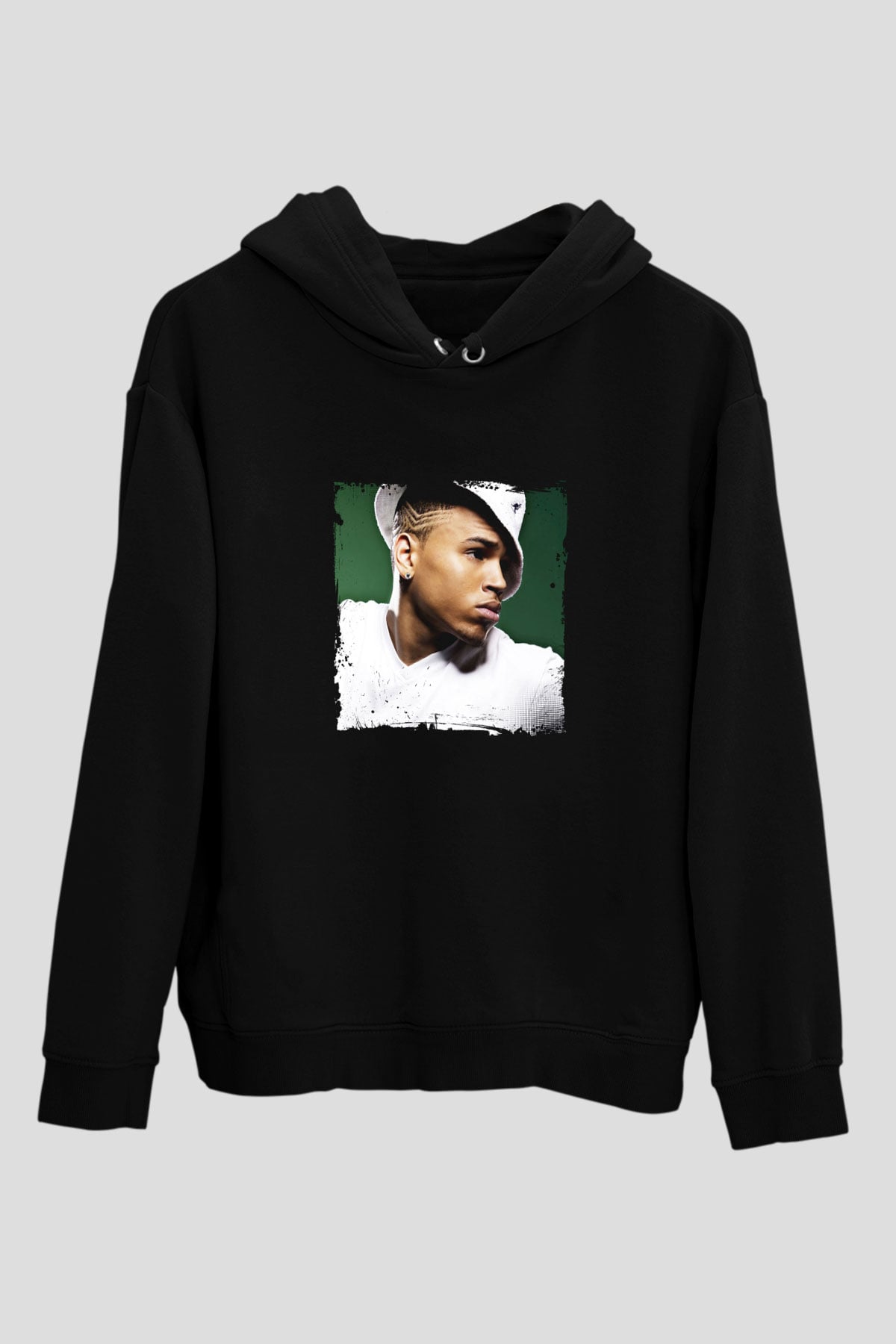 Chris Brown Baskılı Unisex Siyah Hoodie