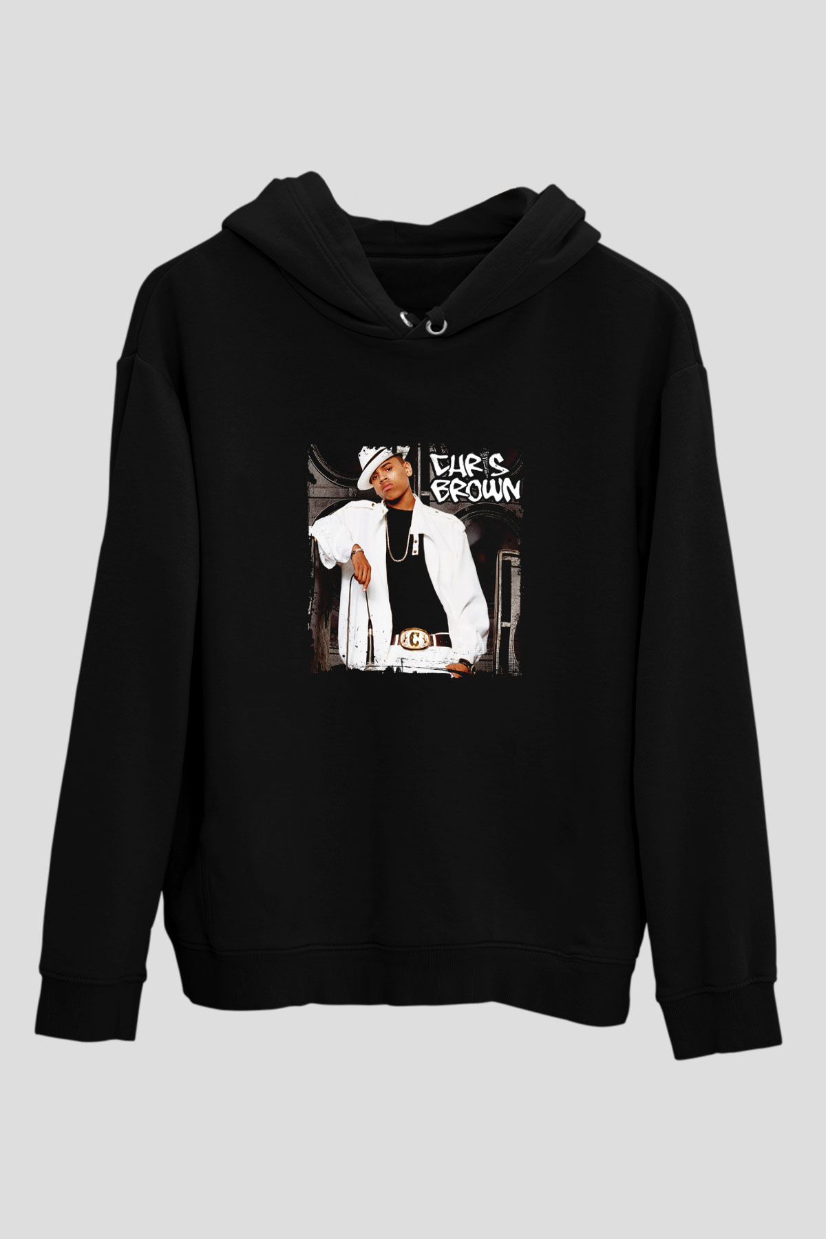 Chris Brown Baskılı Unisex Siyah Hoodie