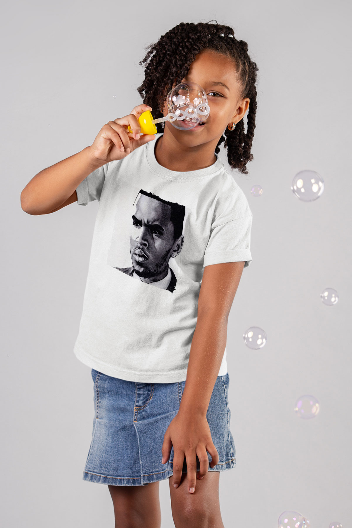 Chris Brown Beyaz Unisex Çocuk Tişört