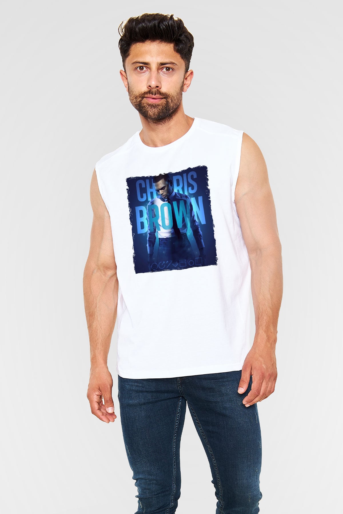 Chris Brown Beyaz Unisex Kolsuz Tişört